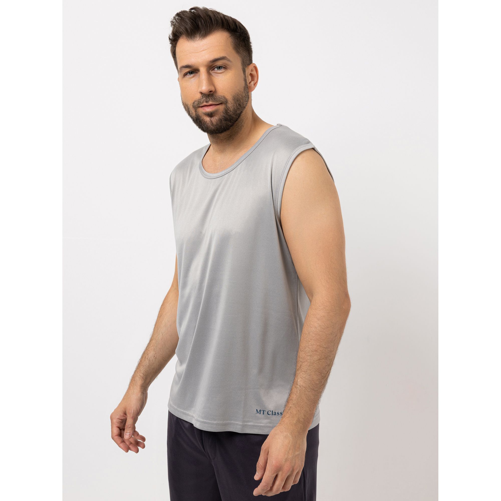 MEN'S TOUCH Achselshirt, ärmellos Mikrofaser Seitenschlitze Rundhalsausschnitt