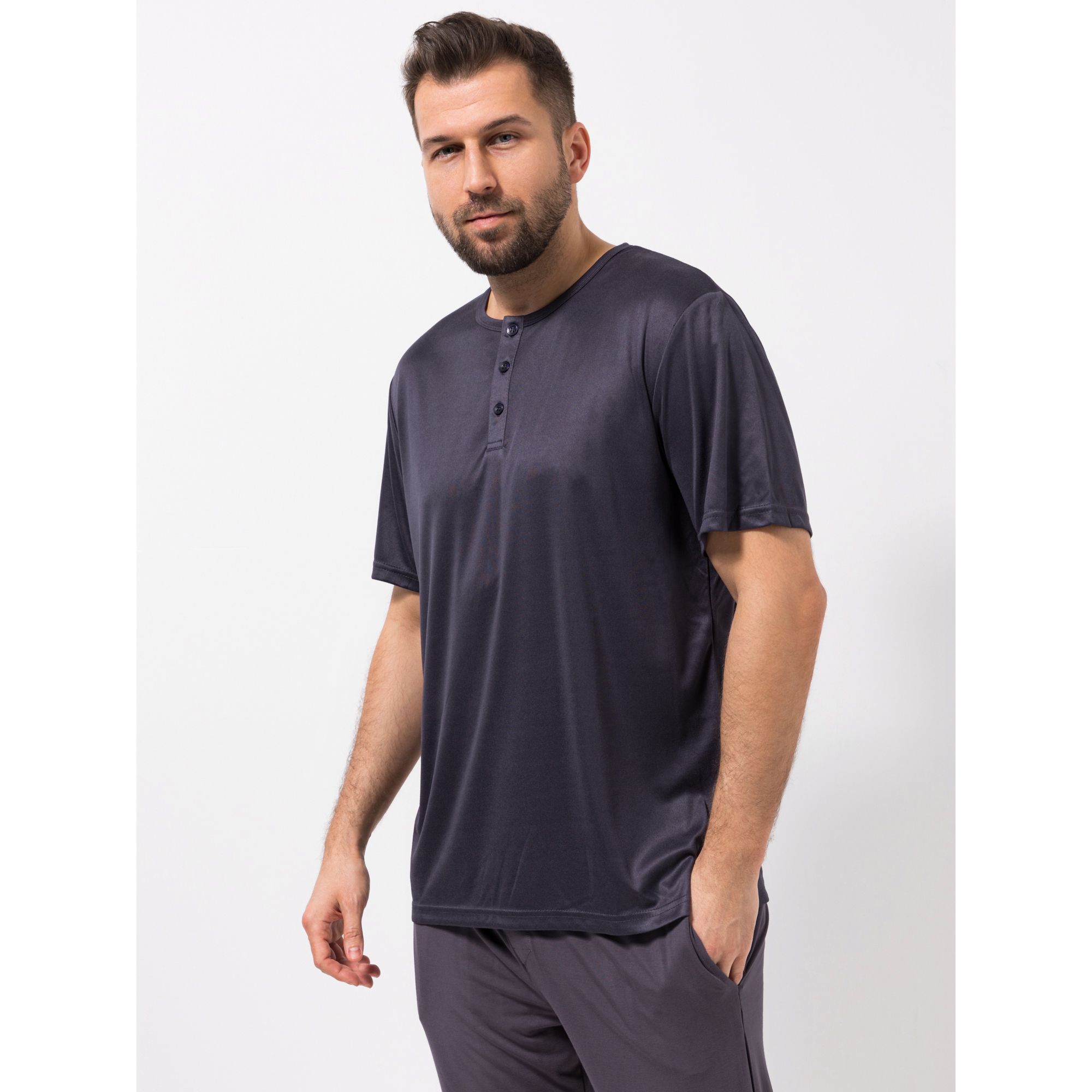 MEN'S TOUCH Shirt Mikrofaser 1/2-Arm Knopfleiste