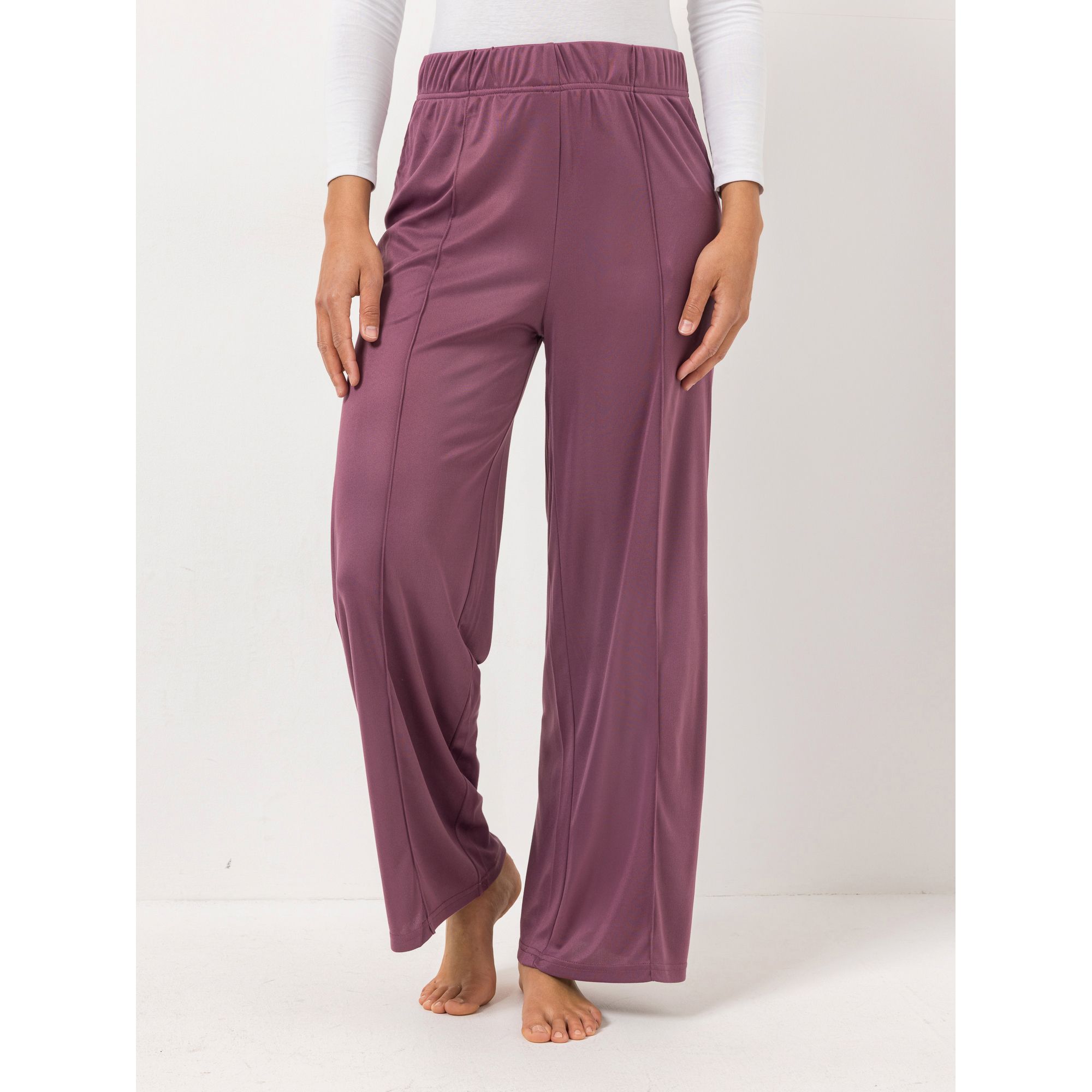 JERYMOOD HOMEWEAR Hose, 1/1-Länge Mikrofaser Seitentaschen Biesendetails vorne