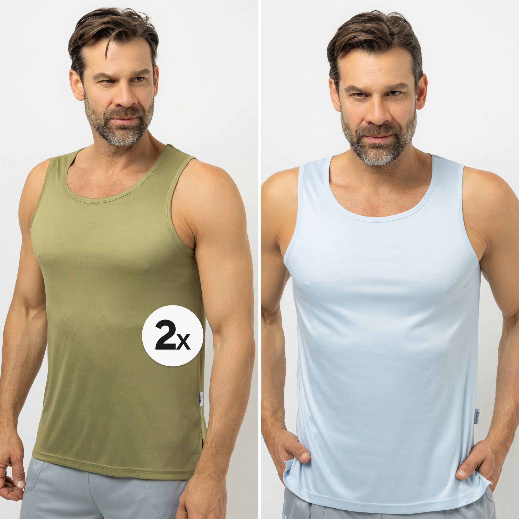 MEN'S TOUCH 3-er Pack Tops ohne Arm Rundhalsausschnitt mit Seitenschlitzen