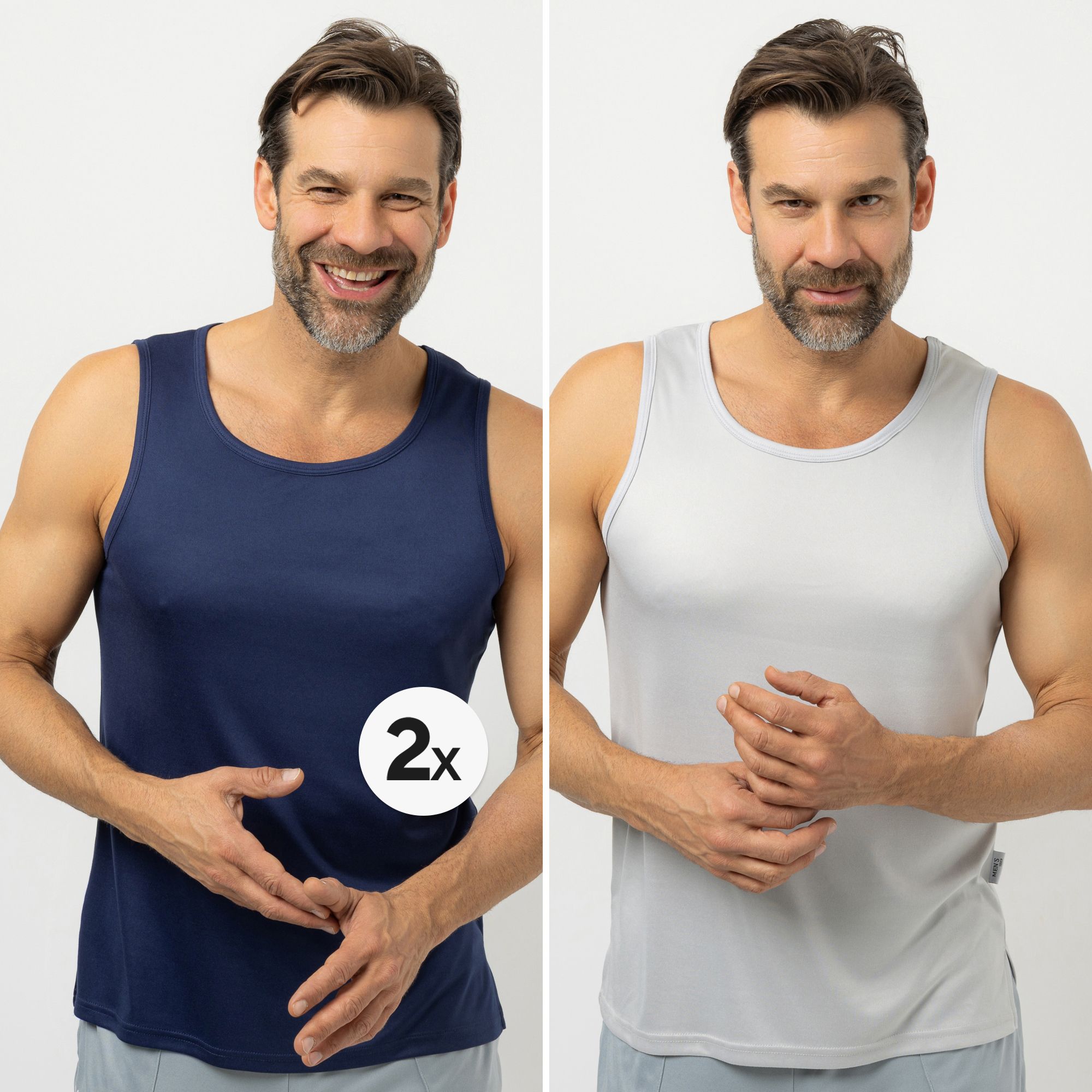 MEN'S TOUCH 3-er Pack Tops ohne Arm Rundhalsausschnitt mit Seitenschlitzen