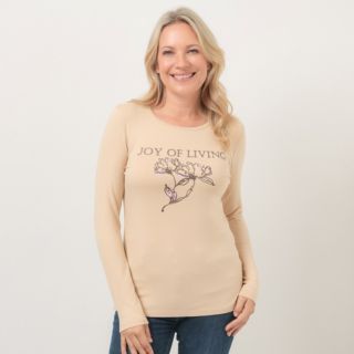 VIA MILANO Shirt, langarm Rundhalsausschnitt platzierter Druck figurumspielend
