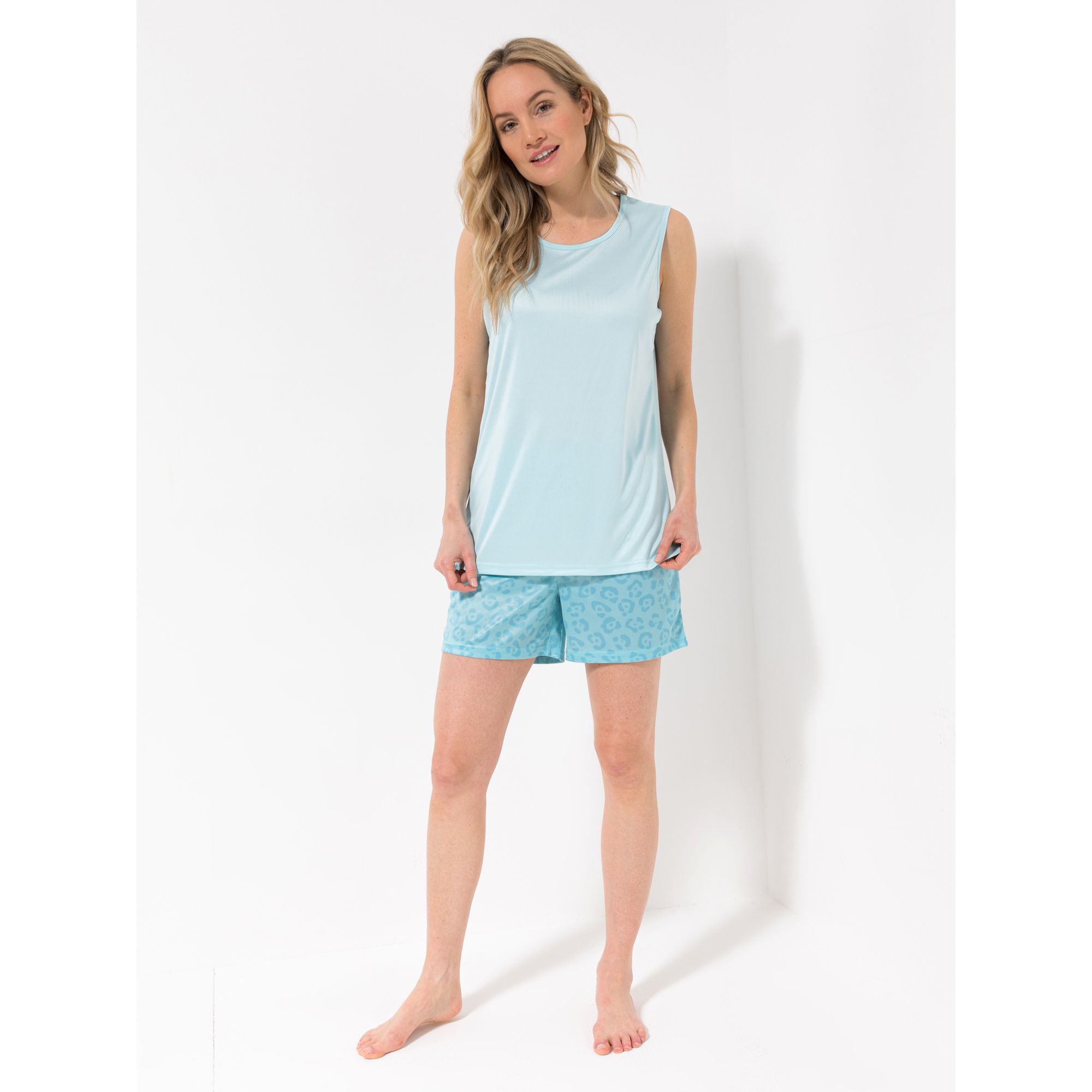 JERYMOOD HOMEWEAR Pyjama Shorty Mikrofaser Top ohne Arm Hose Shorty