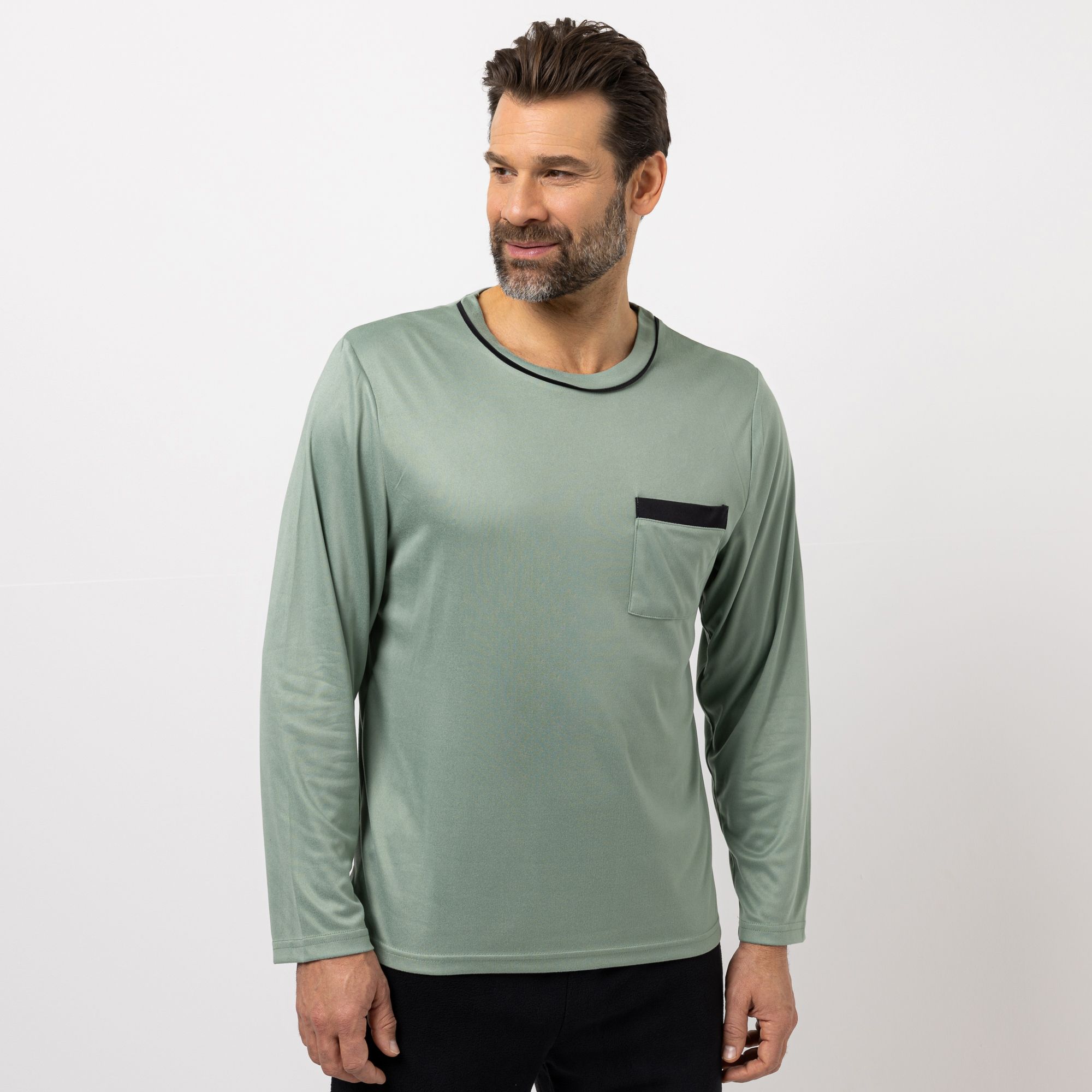 MEN'S TOUCH Shirt, 1/1-Arm Mikrofaser Brusttasche schmale Passform