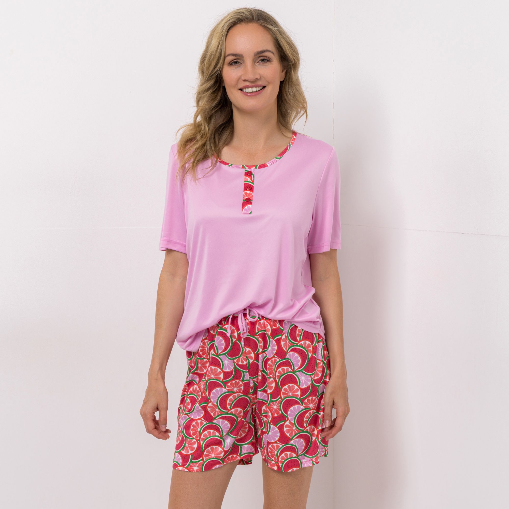 JERYMOOD HOMEWEAR Pyjama-Set Shirt 1/2-Arm, Shorty Mikrofaser uni & bedruckt