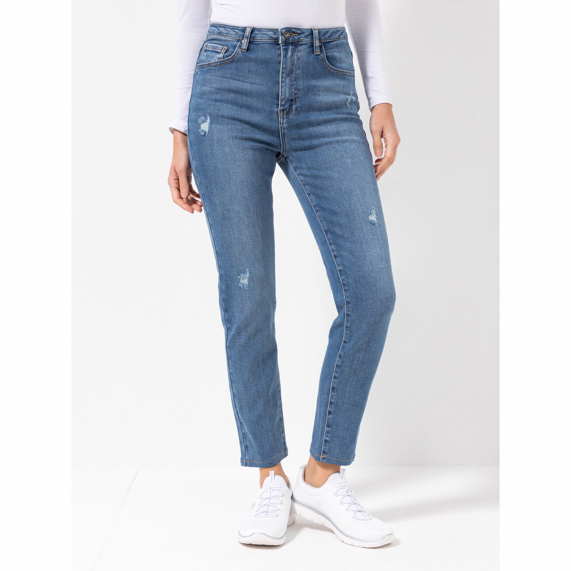 VIA MILANO Jeanshose knöchellang 5-Pocket Destroy Effekte