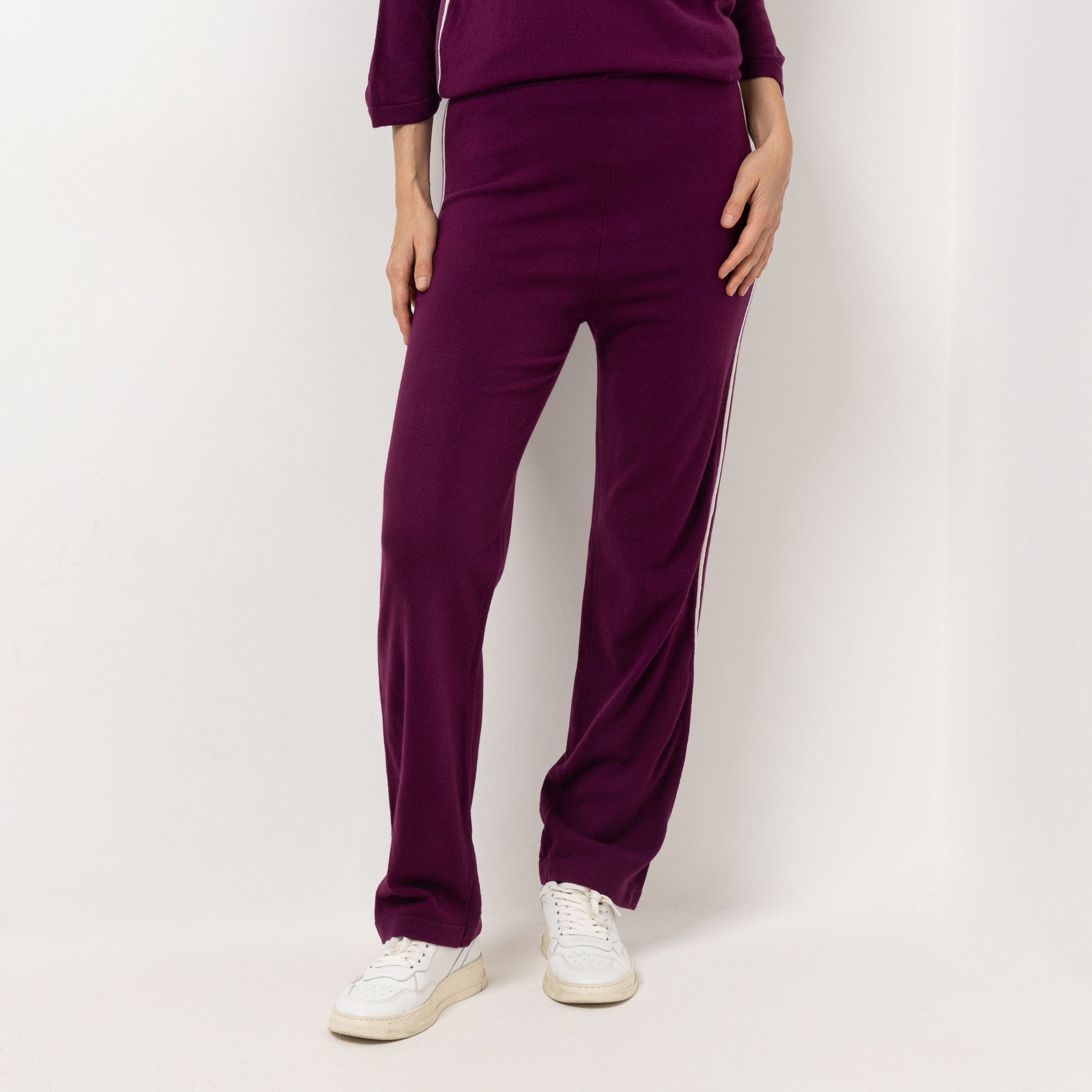 CASHMASOFT Hose lange Form Rundumdehnbund Galon-Streifen