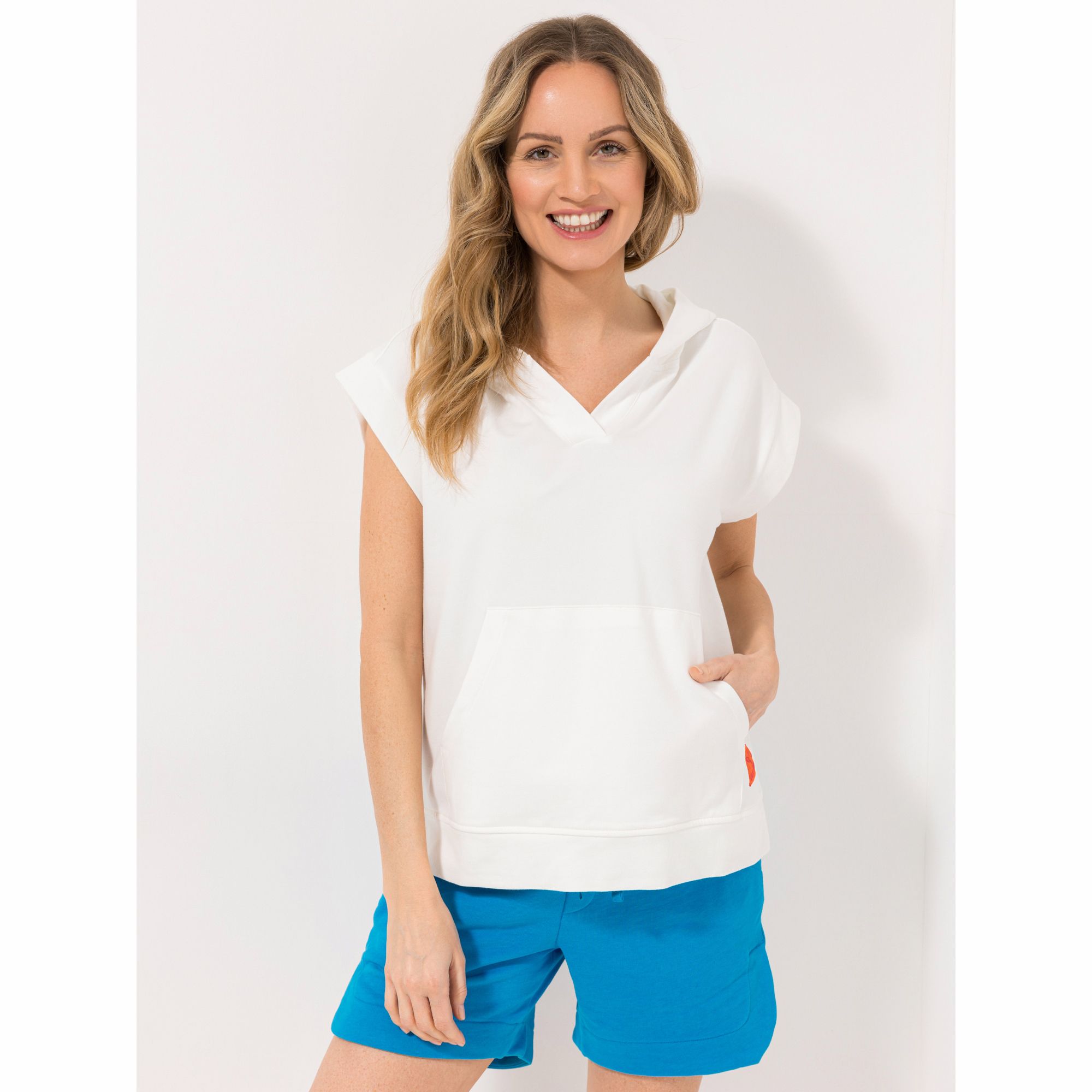 LYLA Sweathoodie, 1/2-Arm Kapuze V-Ausschnitt Kängurutasche