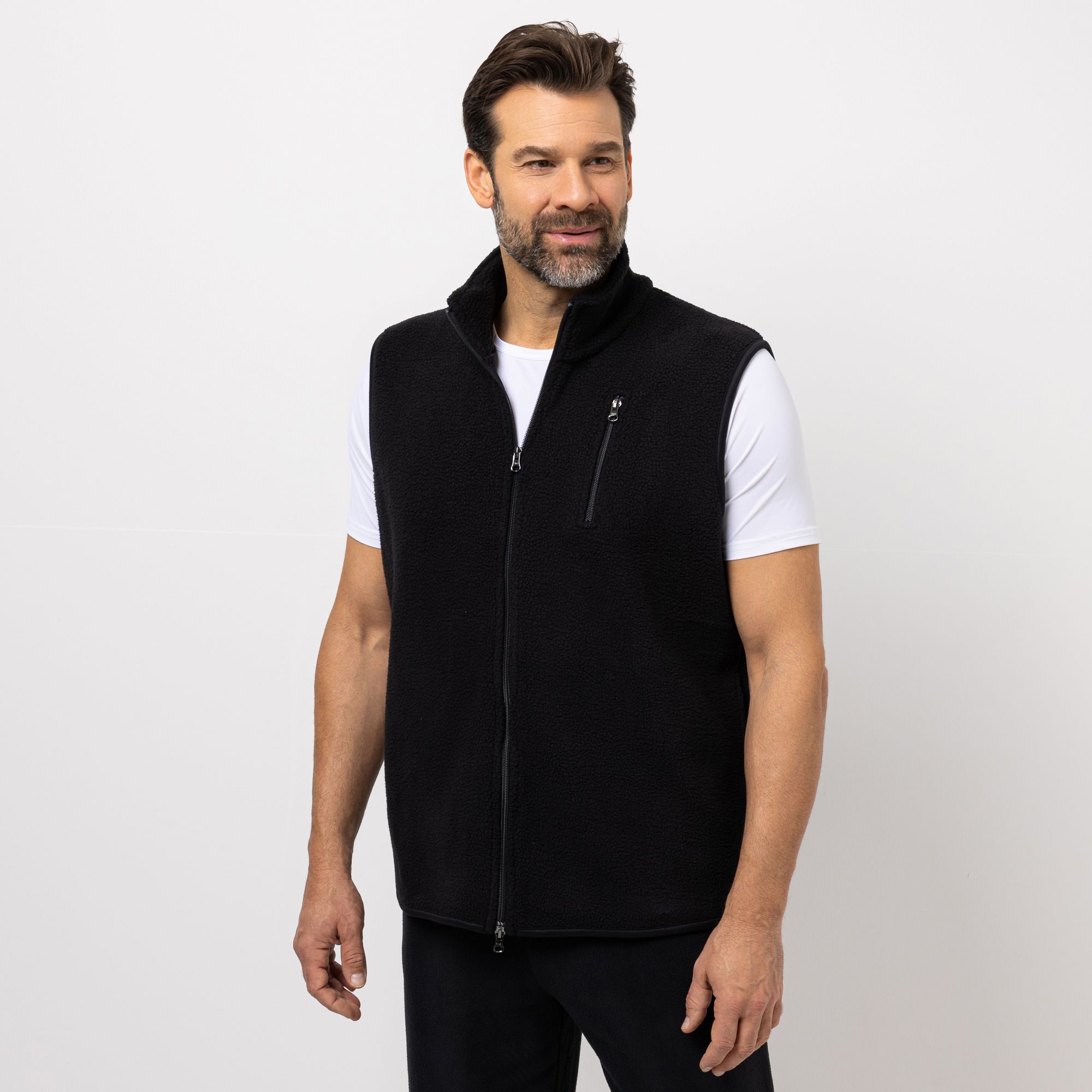 MEN'S TOUCH Weste Brusttasche leichter Stehkragen 2-Wege-Reißverschluss