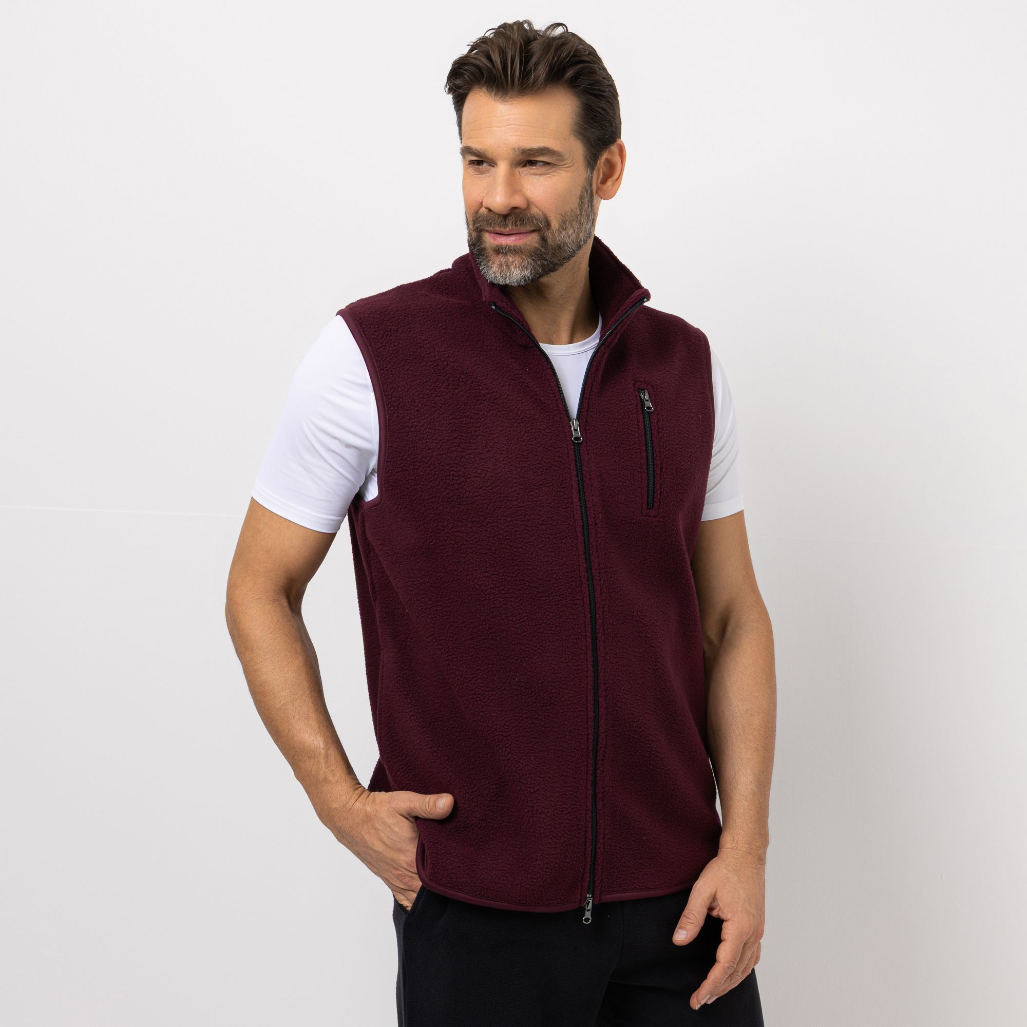 MEN'S TOUCH Weste Brusttasche leichter Stehkragen 2-Wege-Reißverschluss