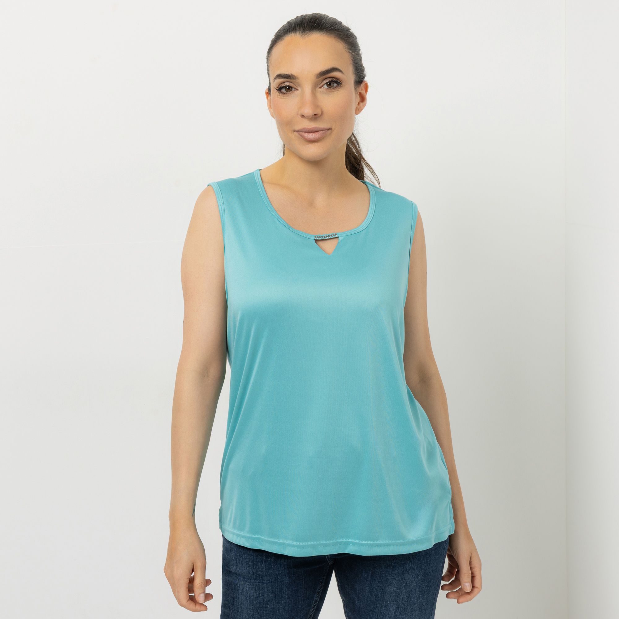 JERYMOOD HOMEWEAR Top Rundhalsausschnitt mit Zierelementen Seitenschlitze