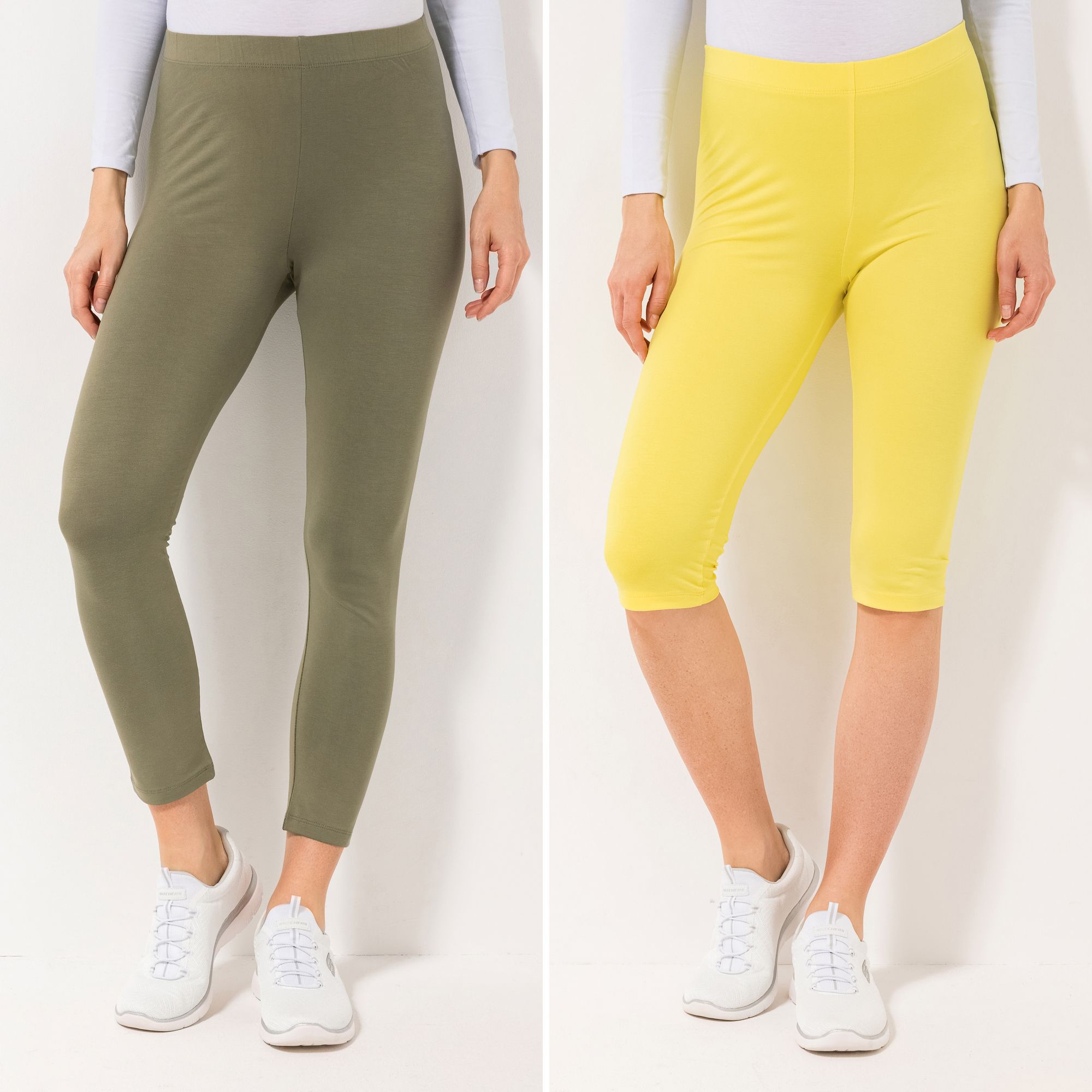 DENIM & CO. 2 Leggings 7/8- und Capri-Länge elastische Ware