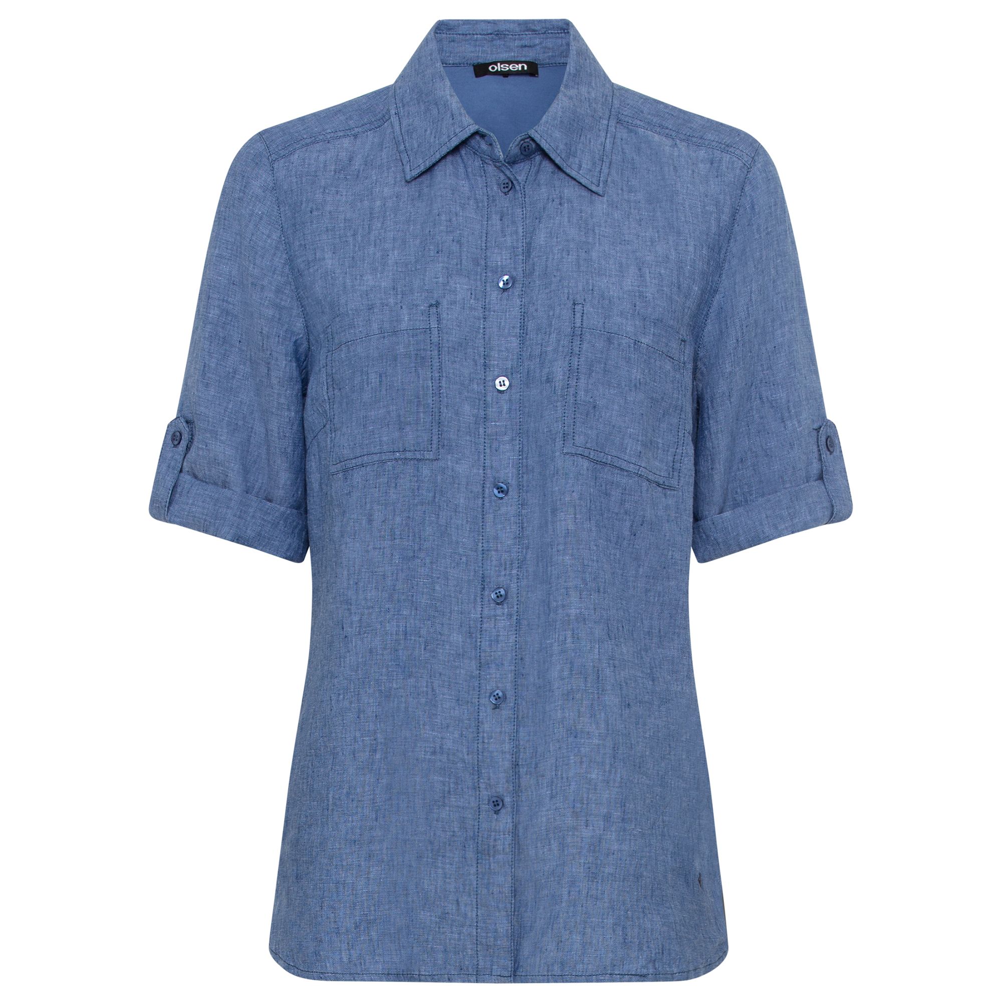 OLSEN Bluse, 1/2-Arm Hemdblusenkragen Knopfleiste Brusttaschen