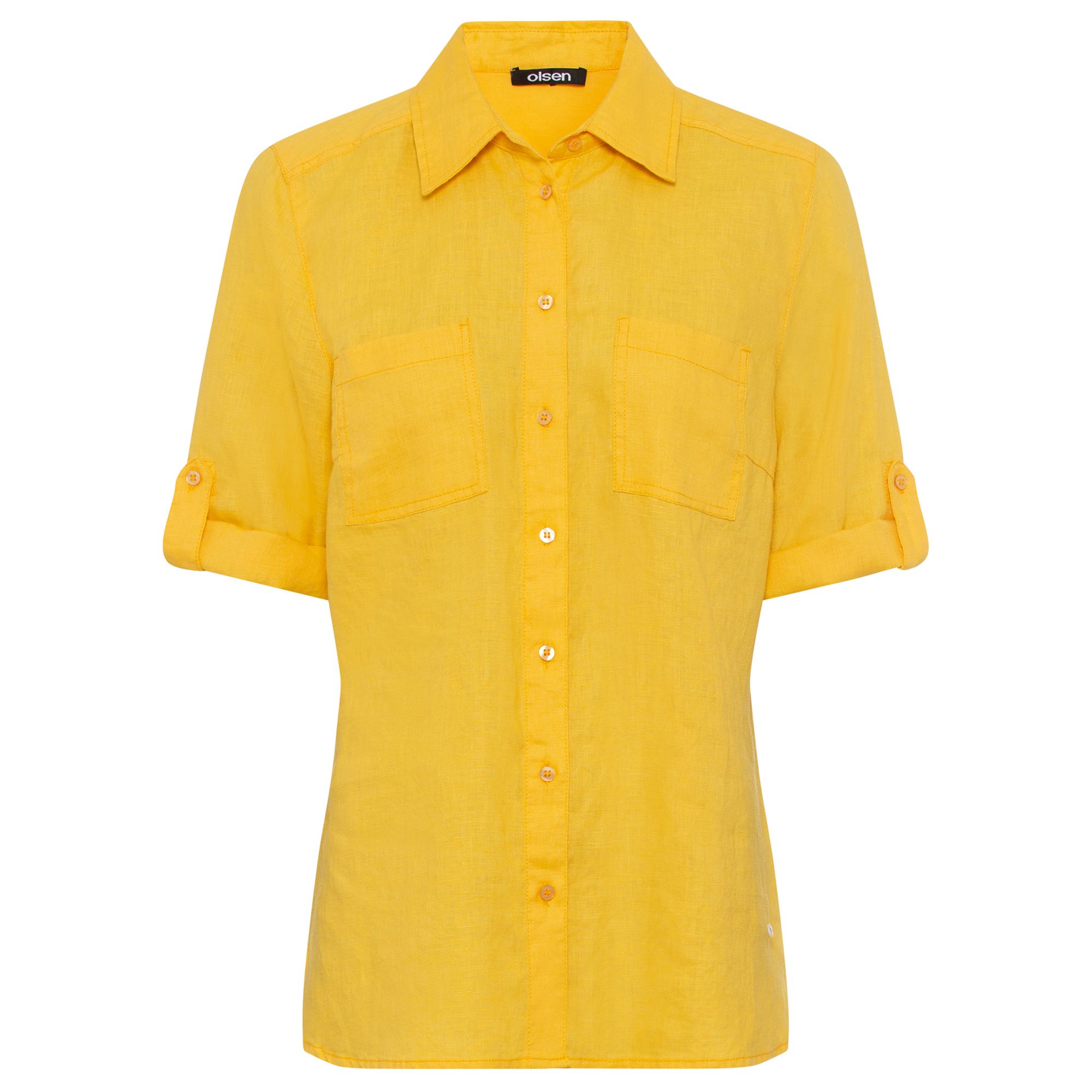 OLSEN Bluse, 1/2-Arm Hemdblusenkragen Knopfleiste Brusttaschen