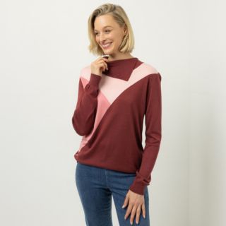 AMINATI® Pullover asymmetrischer Kragen Feinstrick figurumspielend