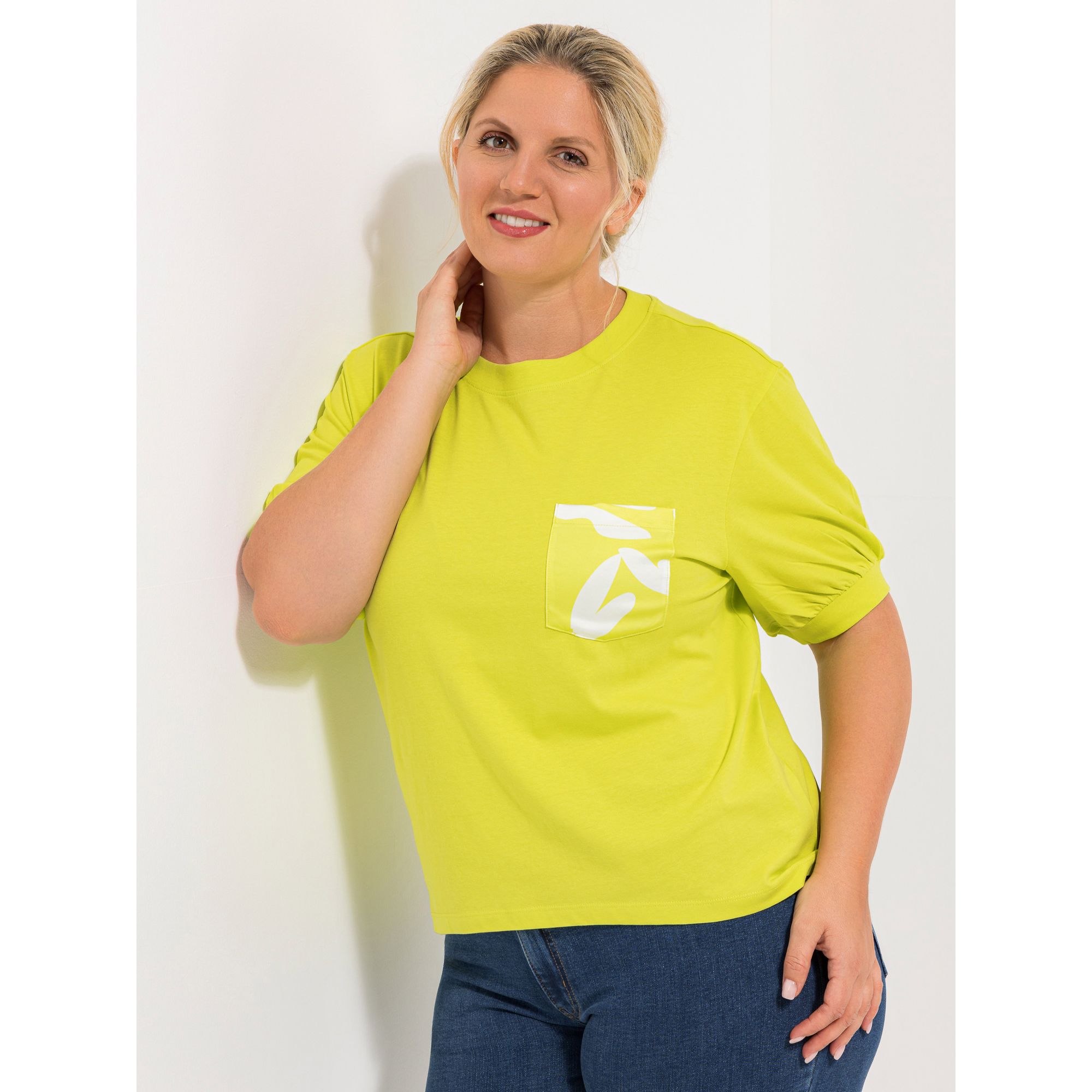 ROCK YOUR CURVES by Angelina K. Shirt, 1/2-Arm Rundhalsausschnitt bedruckte Brusttasche