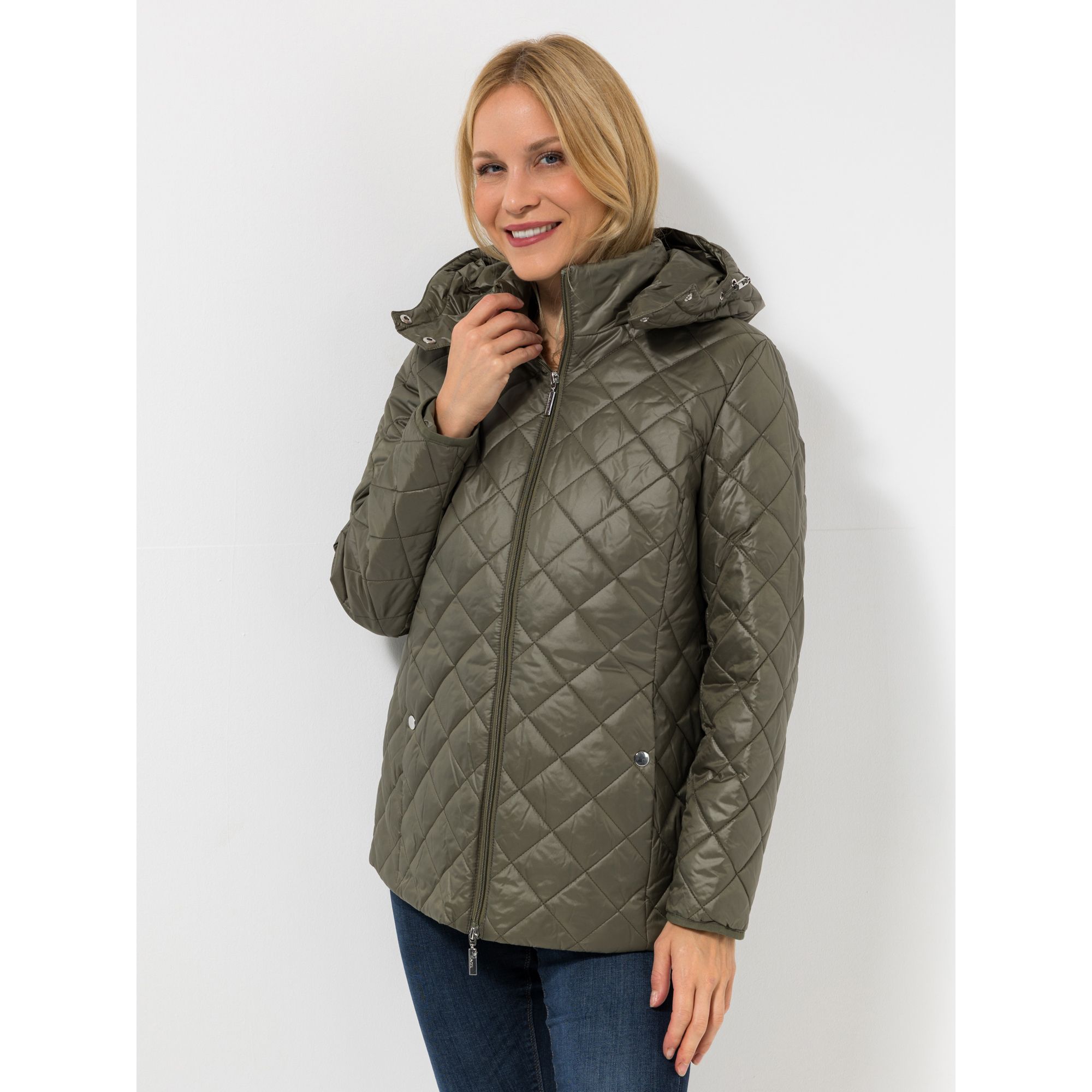 DENIM & CO. Jacke, 1/1-Arm Kordelzug Kapuze leger weit