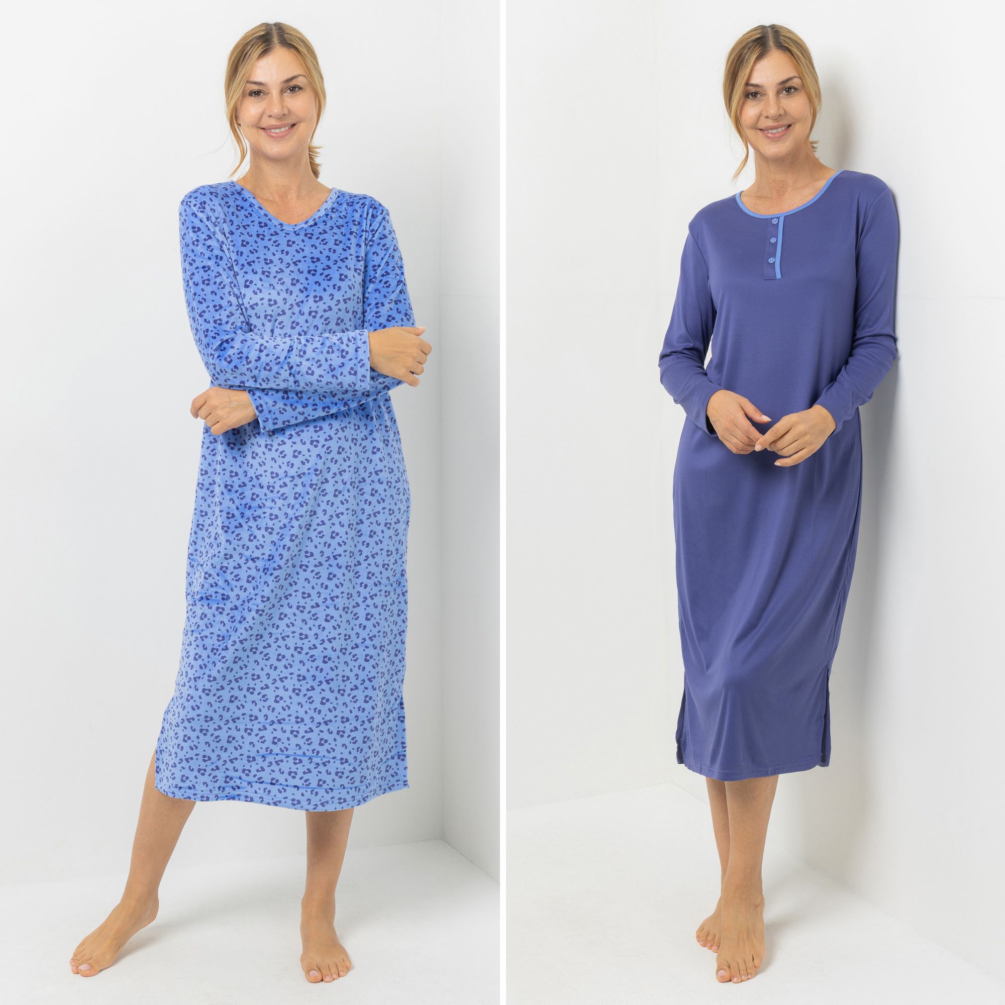 LITTLE ROSE 2 Nachthemden Mikrofaser 1x Flanell 1x super soft
