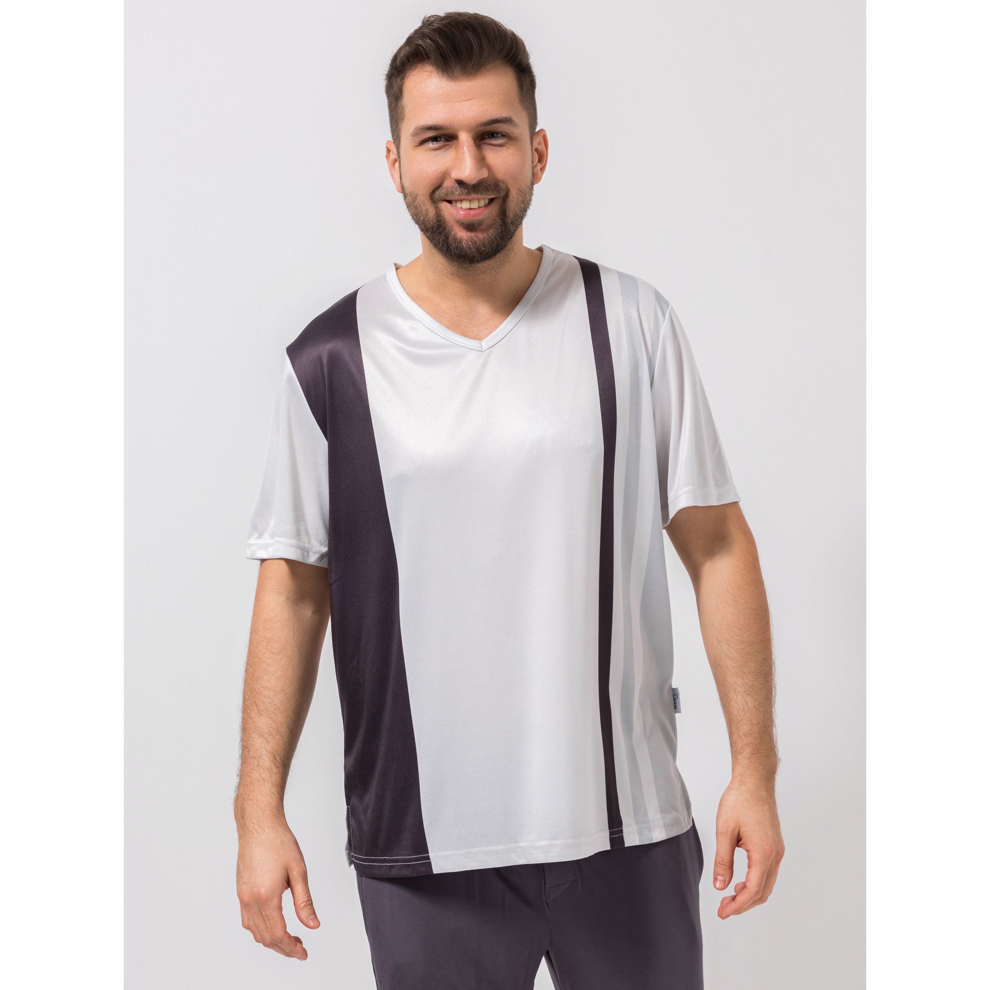 MEN'S TOUCH Shirt Mikrofaser 1/2-Arm V-Ausschnitt