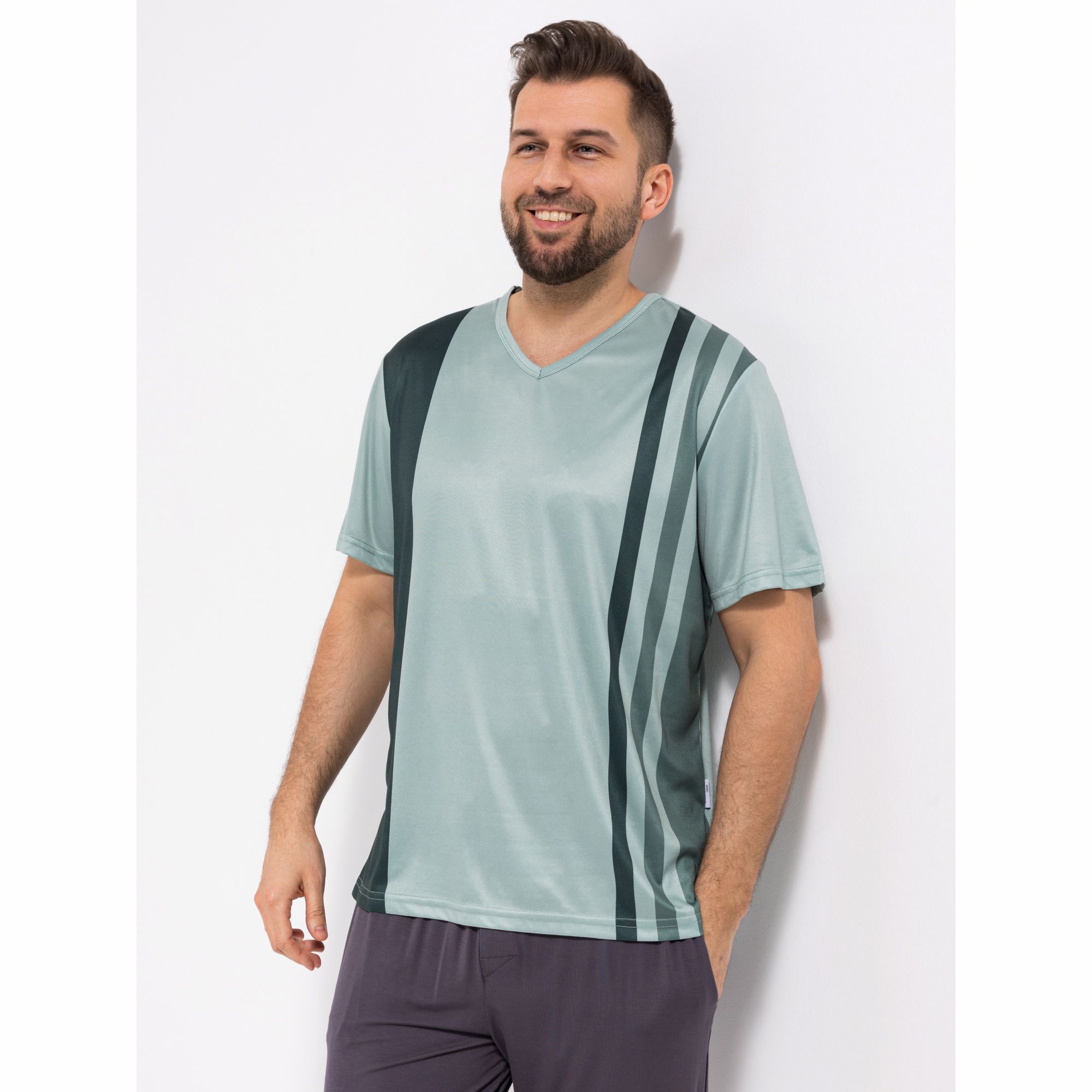 MEN'S TOUCH Shirt Mikrofaser 1/2-Arm V-Ausschnitt