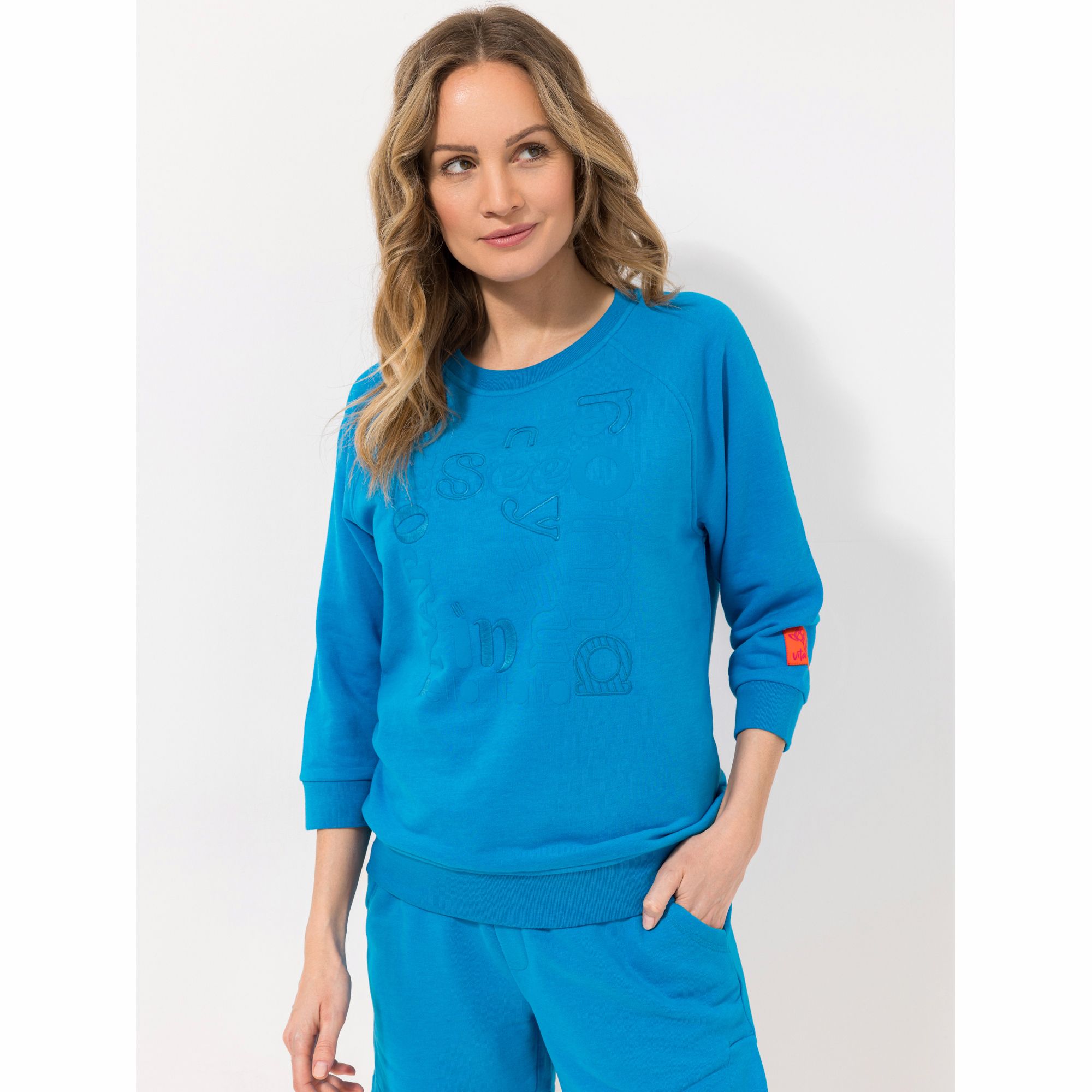 LYLA Sweatshirt 3/4-Raglan-Arm Druck-Details Stickerei-Details