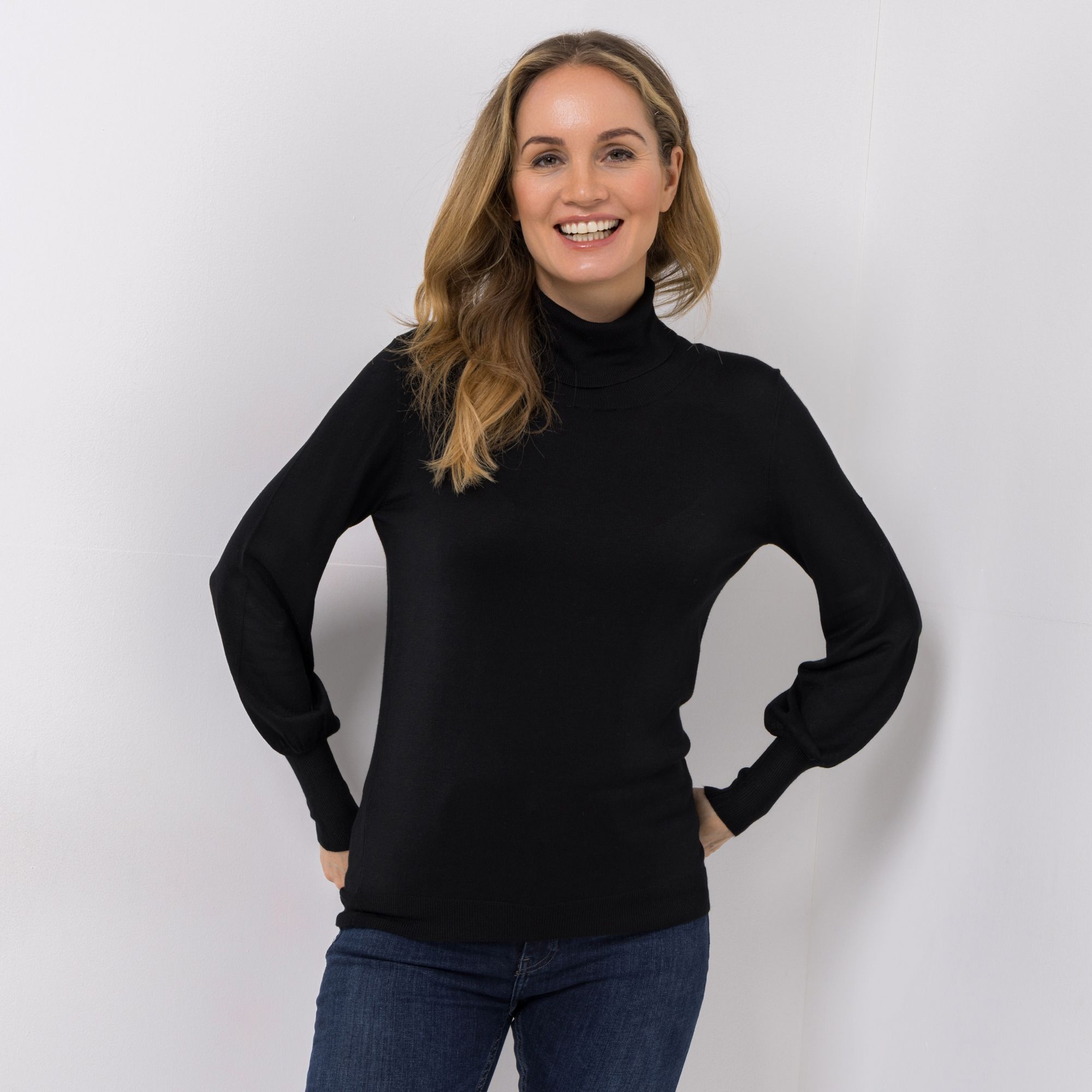 VIA MILANO Pullover, 1/1-Arm Rollkragen Rippbund-Abschlüsse figurumspielend