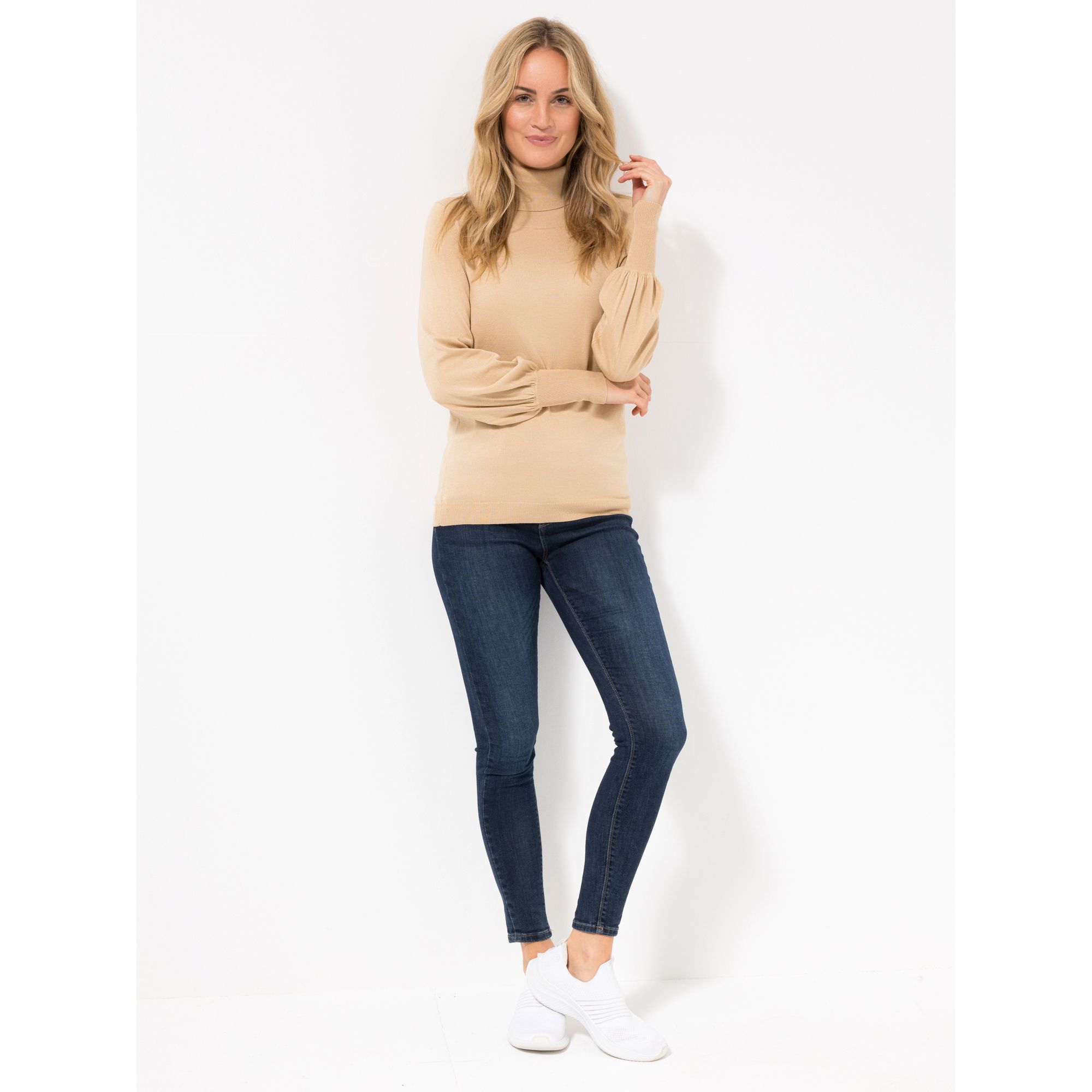 VIA MILANO Pullover, 1/1-Arm Rollkragen Rippbund-Abschlüsse figurumspielend