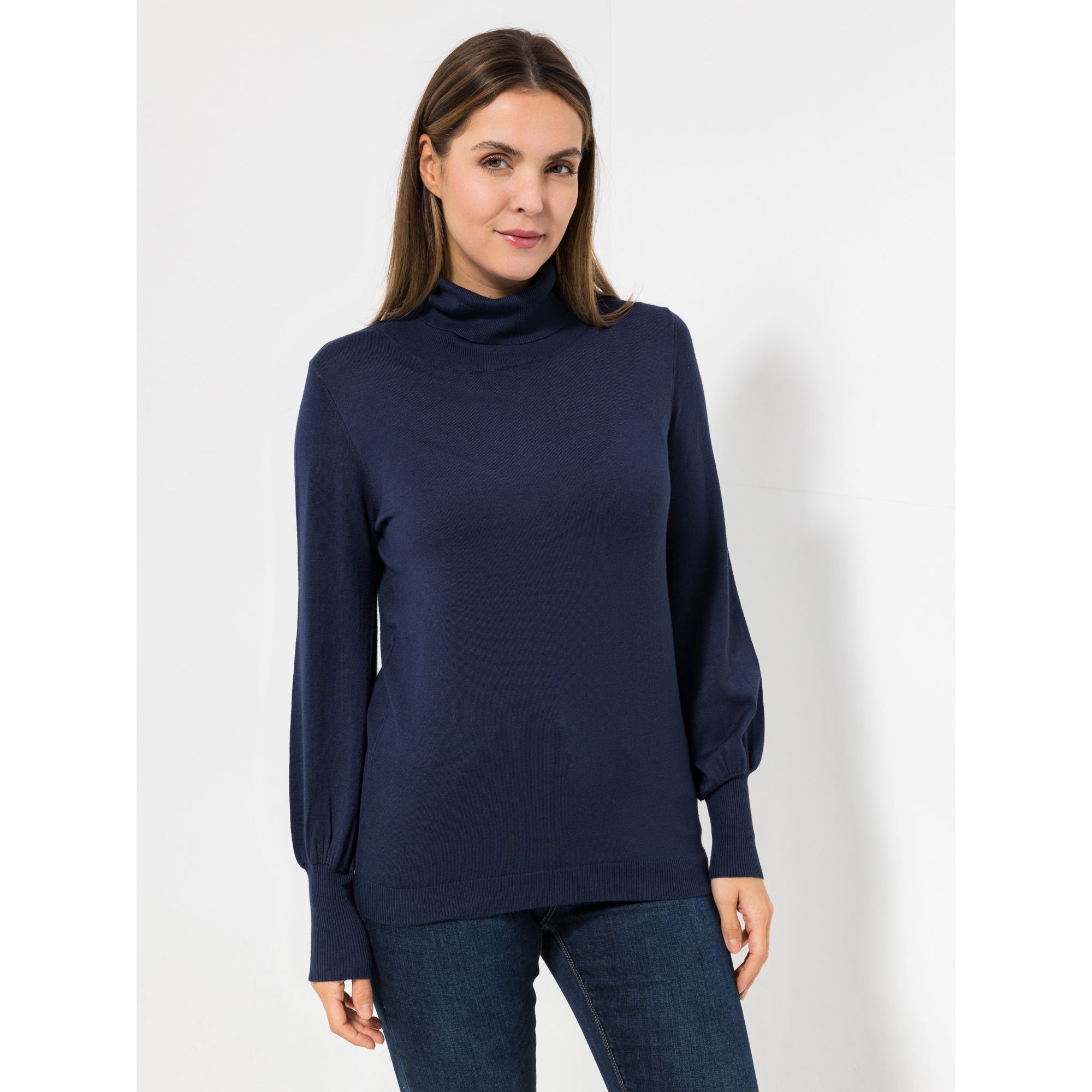 VIA MILANO Pullover, 1/1-Arm Rollkragen Rippbund-Abschlüsse figurumspielend