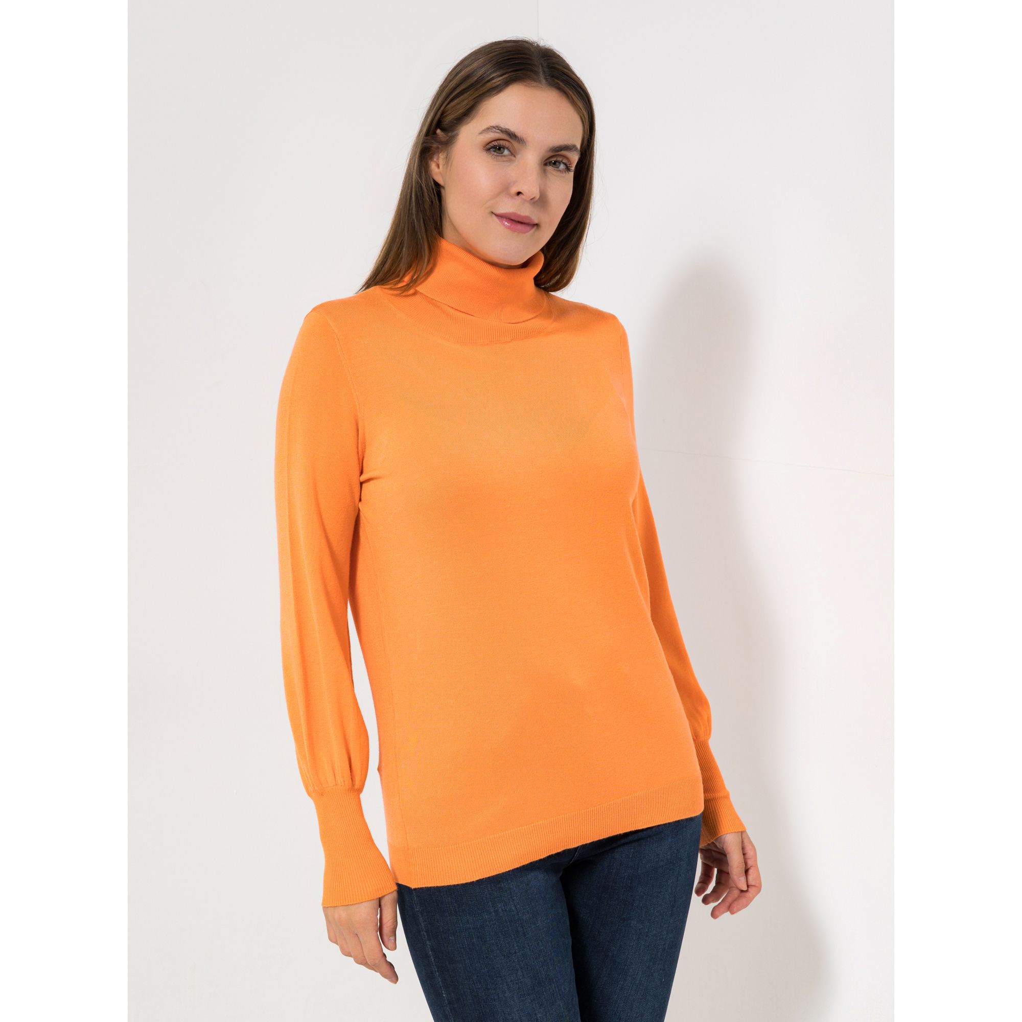 VIA MILANO Pullover, 1/1-Arm Rollkragen Rippbund-Abschlüsse figurumspielend