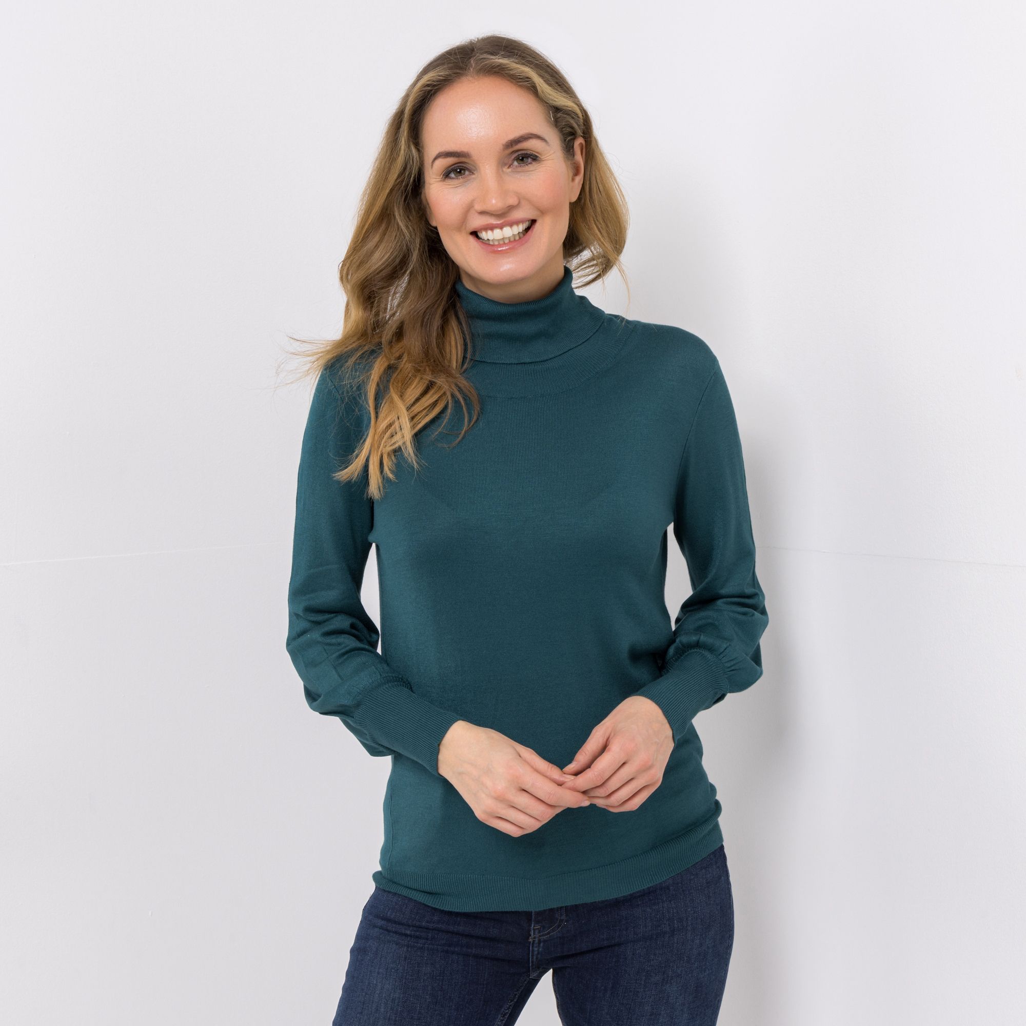 VIA MILANO Pullover, 1/1-Arm Rollkragen Rippbund-Abschlüsse figurumspielend