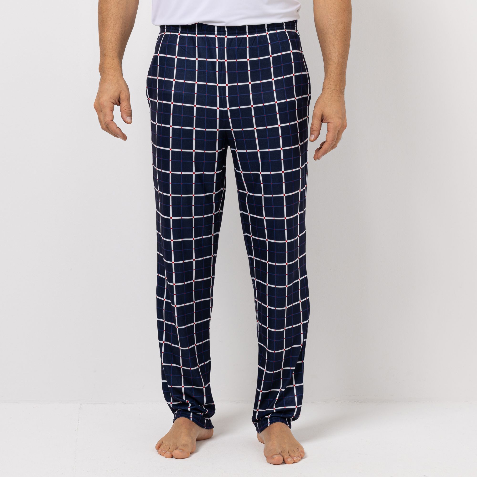 MEN'S TOUCH Hose, 1/1-Länge Mikrofaser Flannel Rundumdehnbund schmale Form