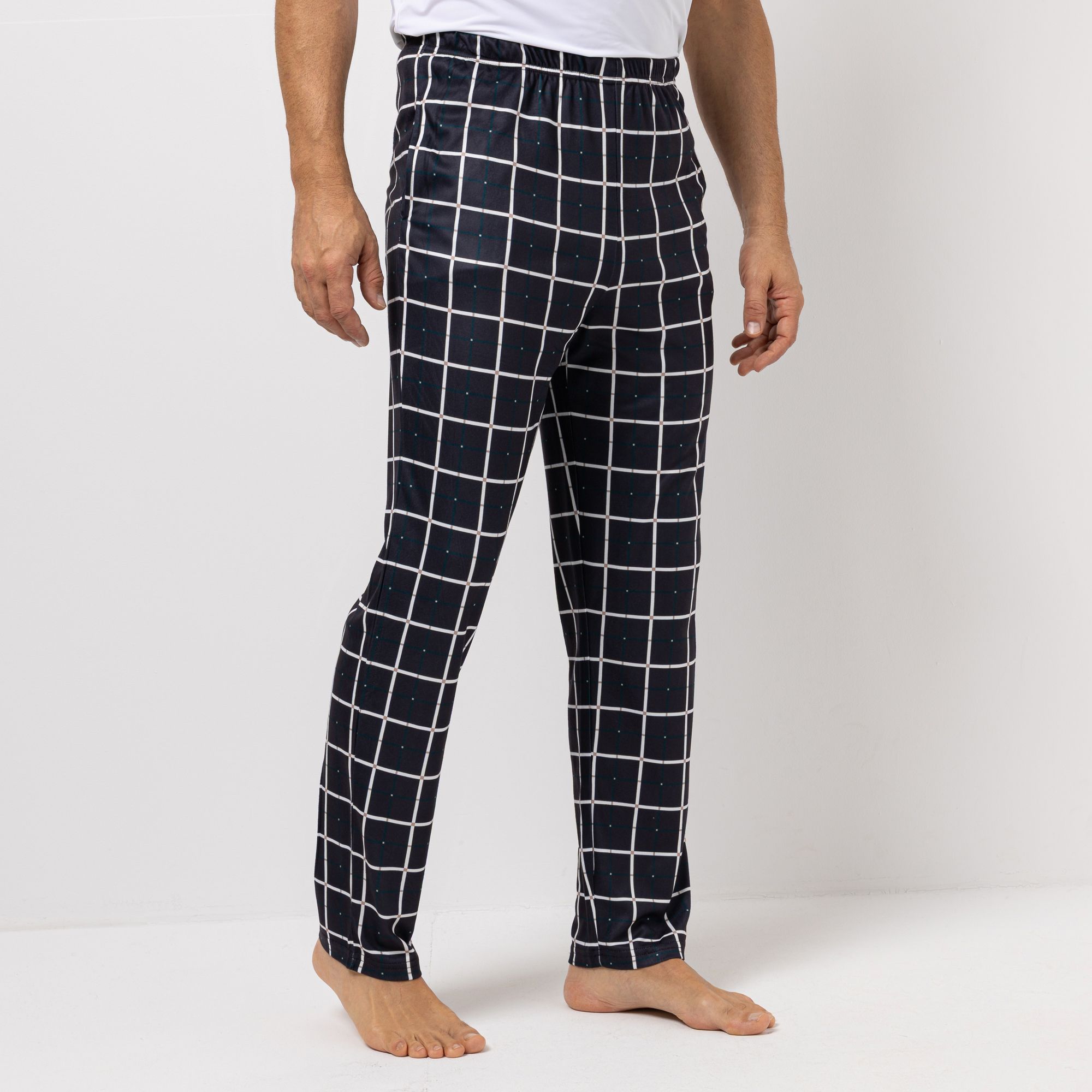 MEN'S TOUCH Hose, 1/1-Länge Mikrofaser Flannel Rundumdehnbund schmale Form