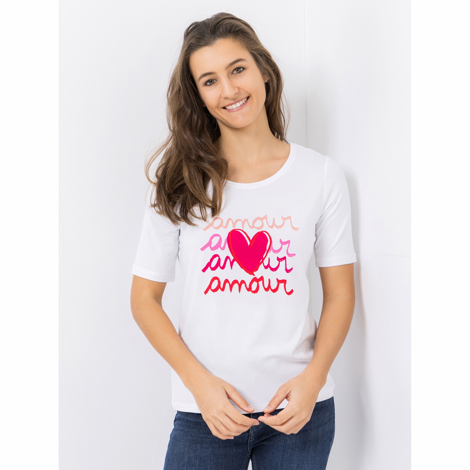 VIA MILANO Shirt, 1/2-Arm Rundhalsausschnitt platzierter Druck figurumspielend