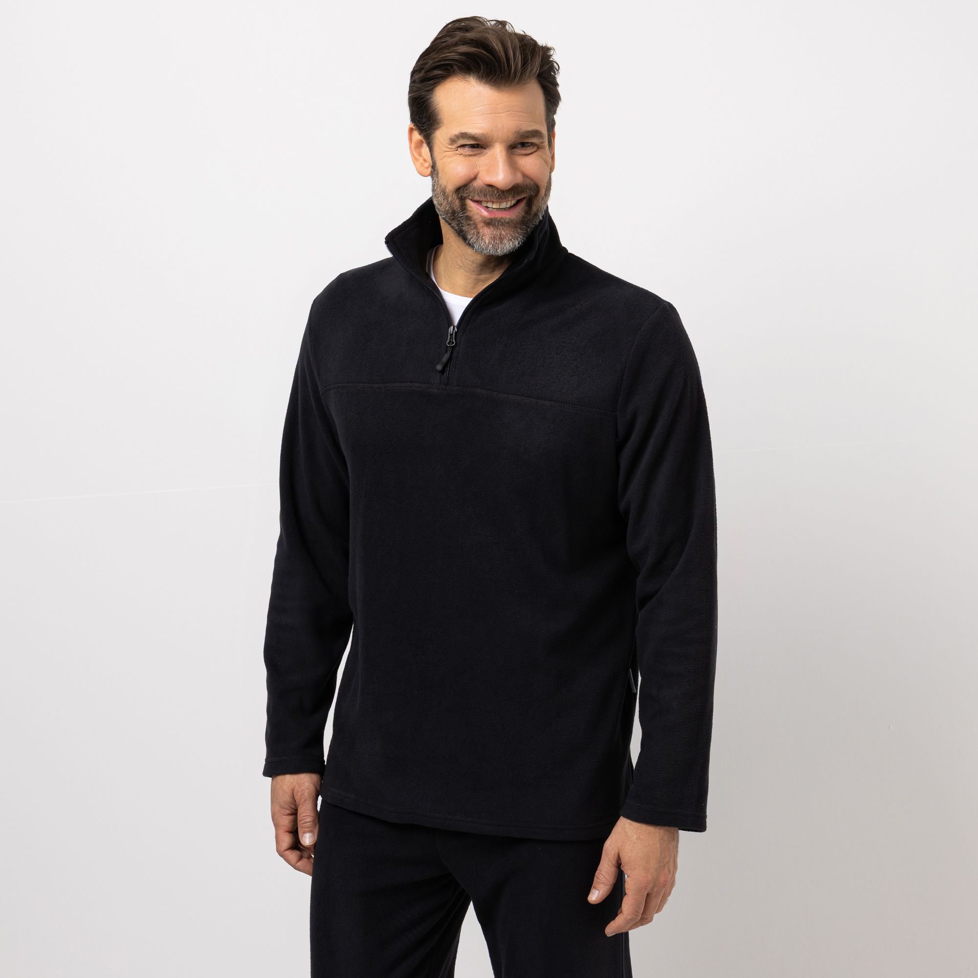 MEN'S TOUCH Troyer Mikrofaser Fleece Stehkragen Reißverschluss