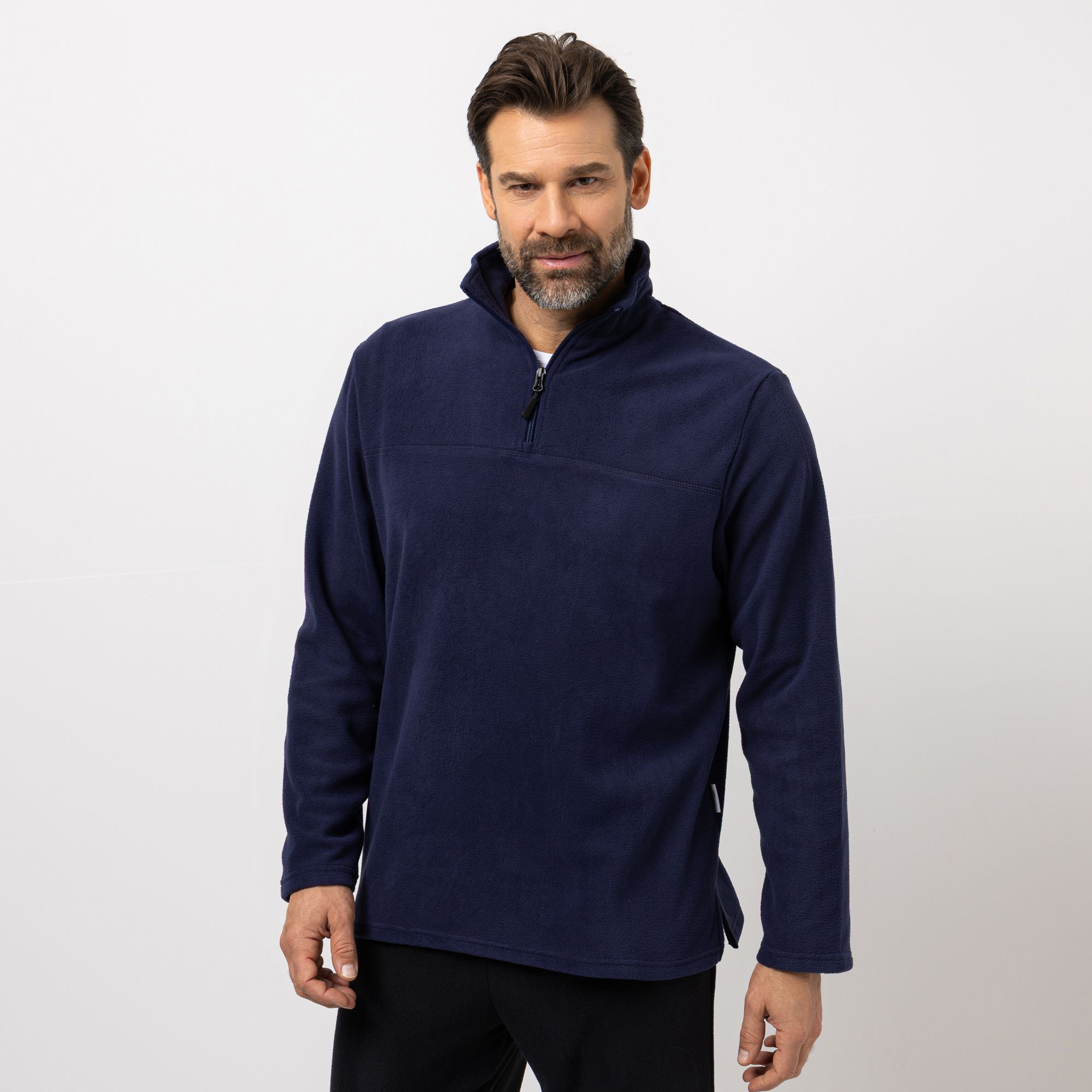 MEN'S TOUCH Troyer Mikrofaser Fleece Stehkragen Reißverschluss