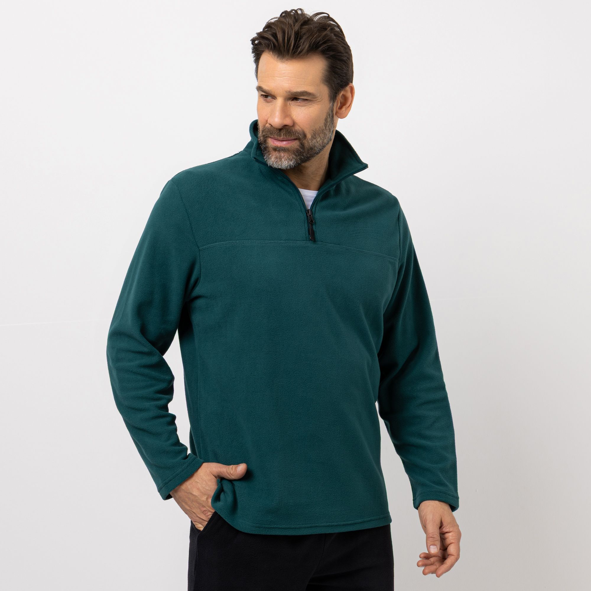 MEN'S TOUCH Troyer Mikrofaser Fleece Stehkragen Reißverschluss