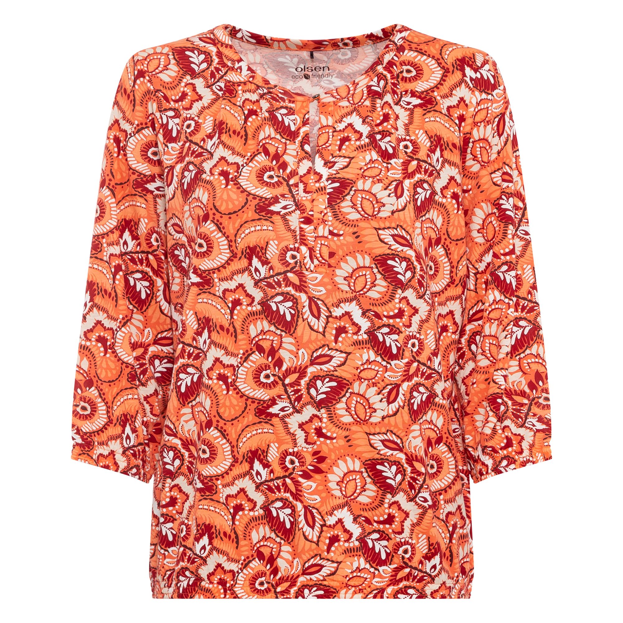 OLSEN Shirt, 3/4-Arm Tunikaausschnitt mit TENCEL™ Modalfasern