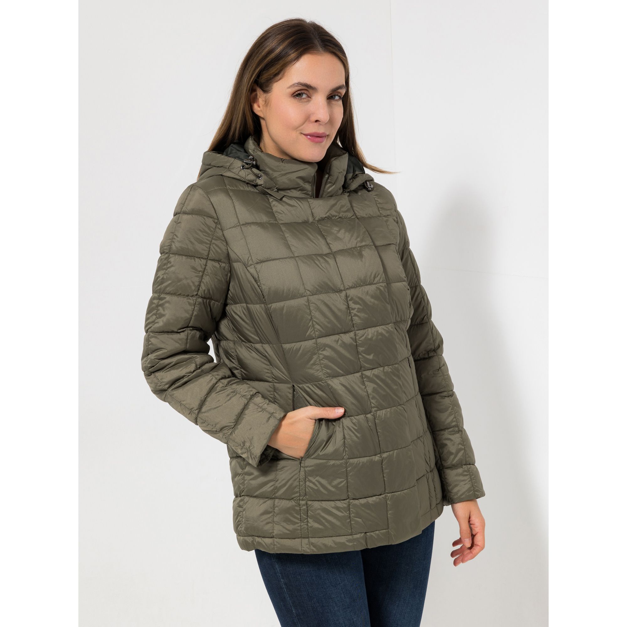 CENTIGRADE Steppjacke abnehmbare Kapuze Quadratsteppung Einschubtaschen