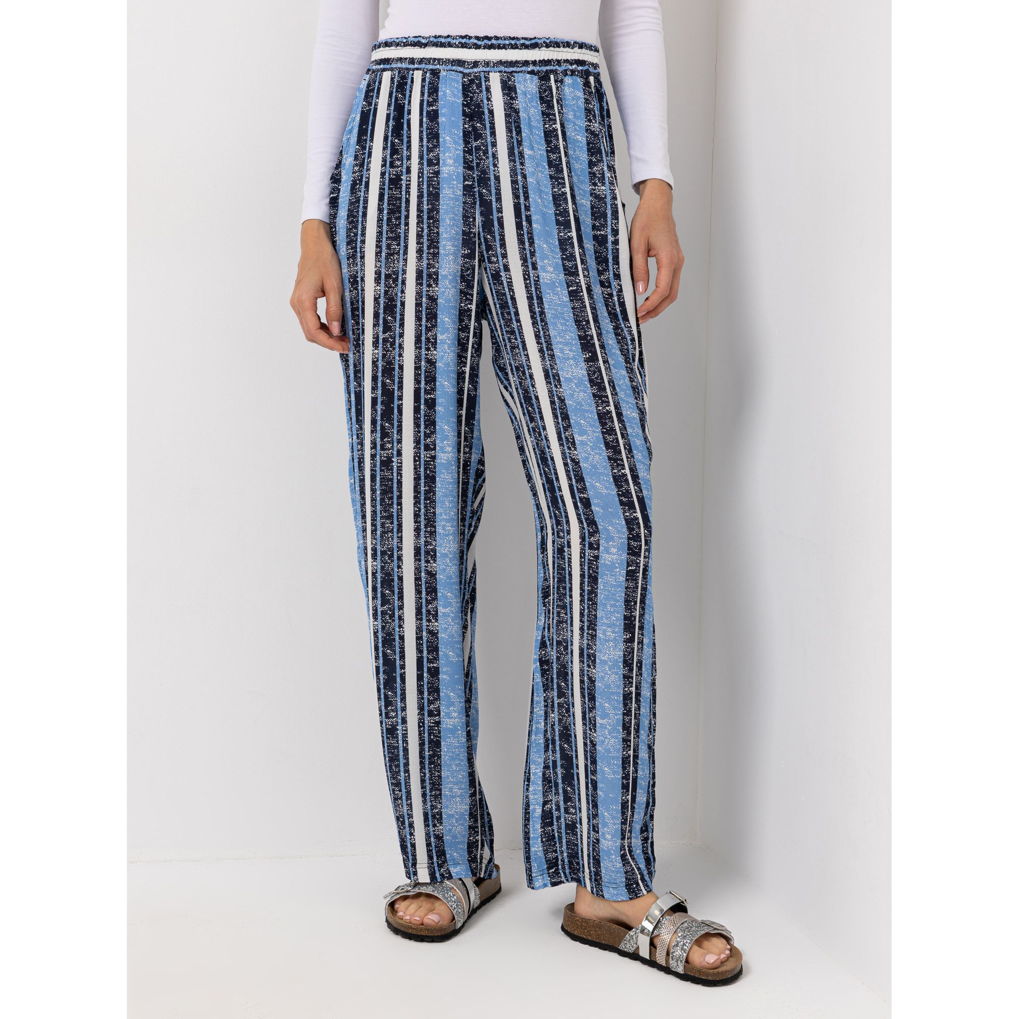 VIA MILANO Hose Rundumdehnbund bedruckt gerades weites Bein