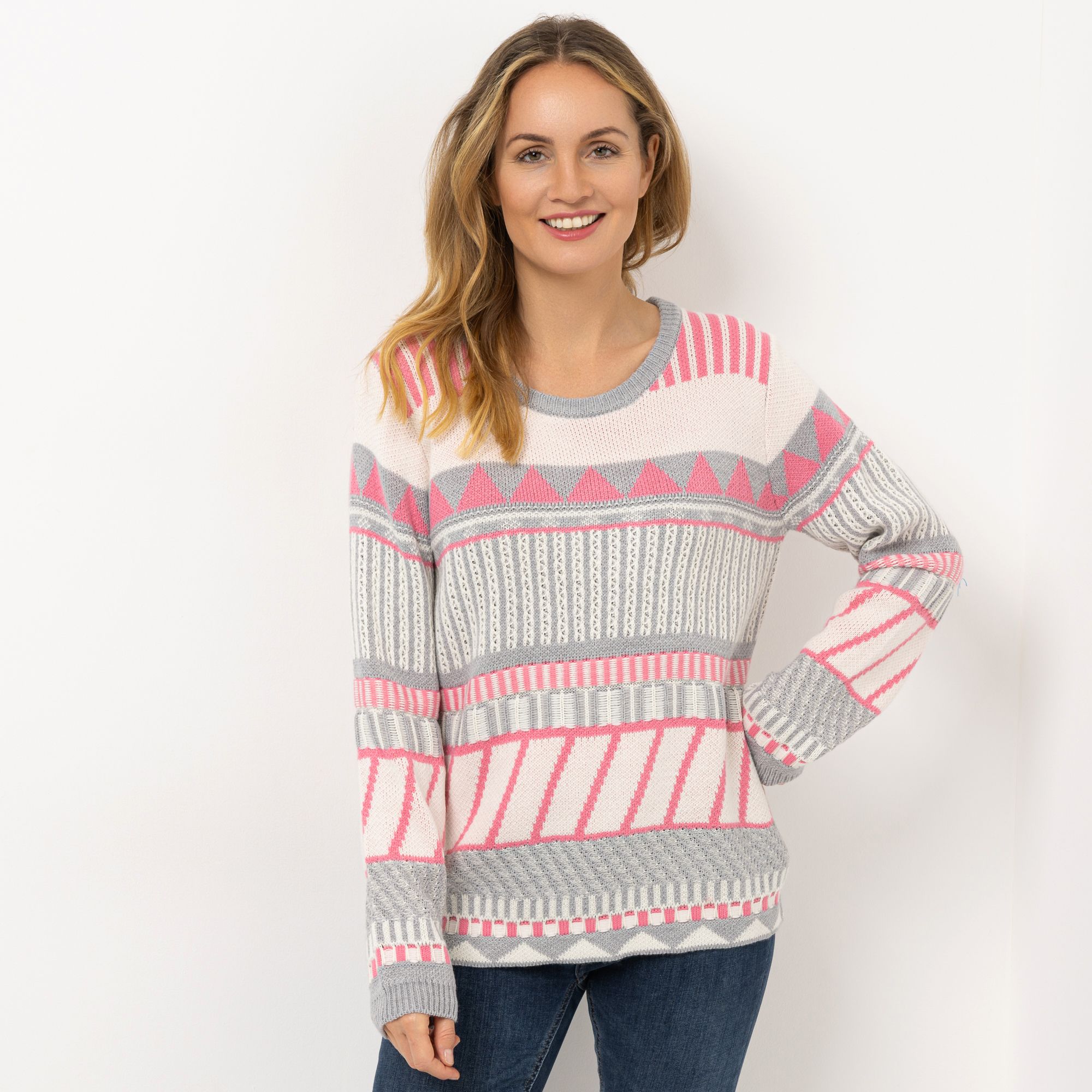CASHMASOFT Pullover Rundhalsausschnitt Cashmeregriff Jacquard