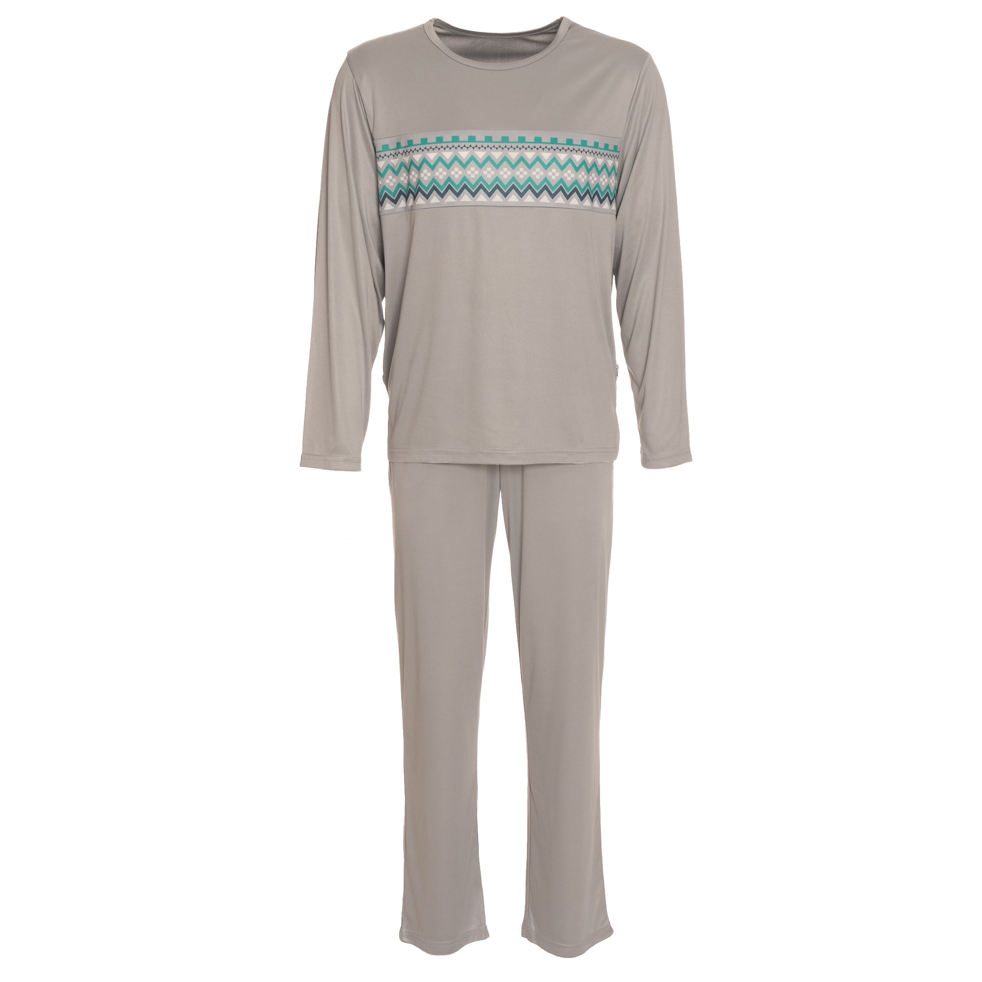MEN'S TOUCH Pyjama-Set Mikrofaser Shirt mit Druck Hose, lange Form