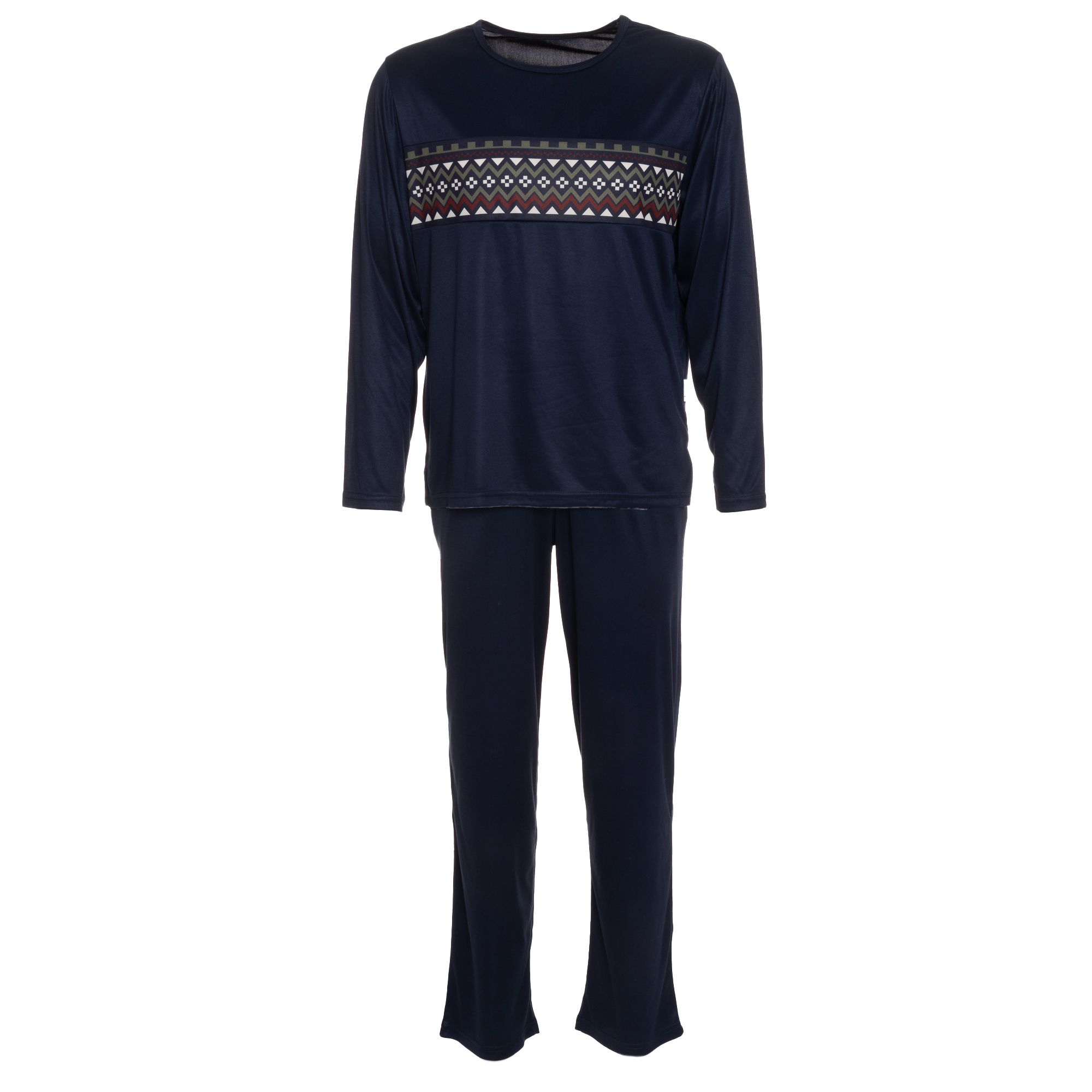MEN'S TOUCH Pyjama-Set Mikrofaser Shirt mit Druck Hose, lange Form