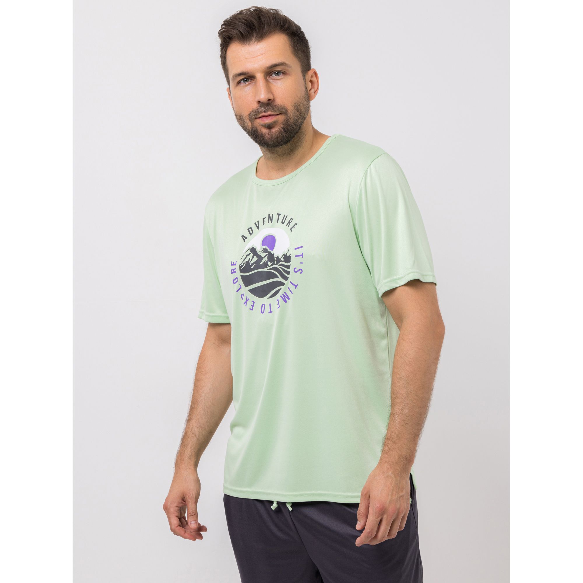 MEN'S TOUCH Shirt, 1/2-Arm Mikrofaser Rundhalsausschnitt platzierter Druck