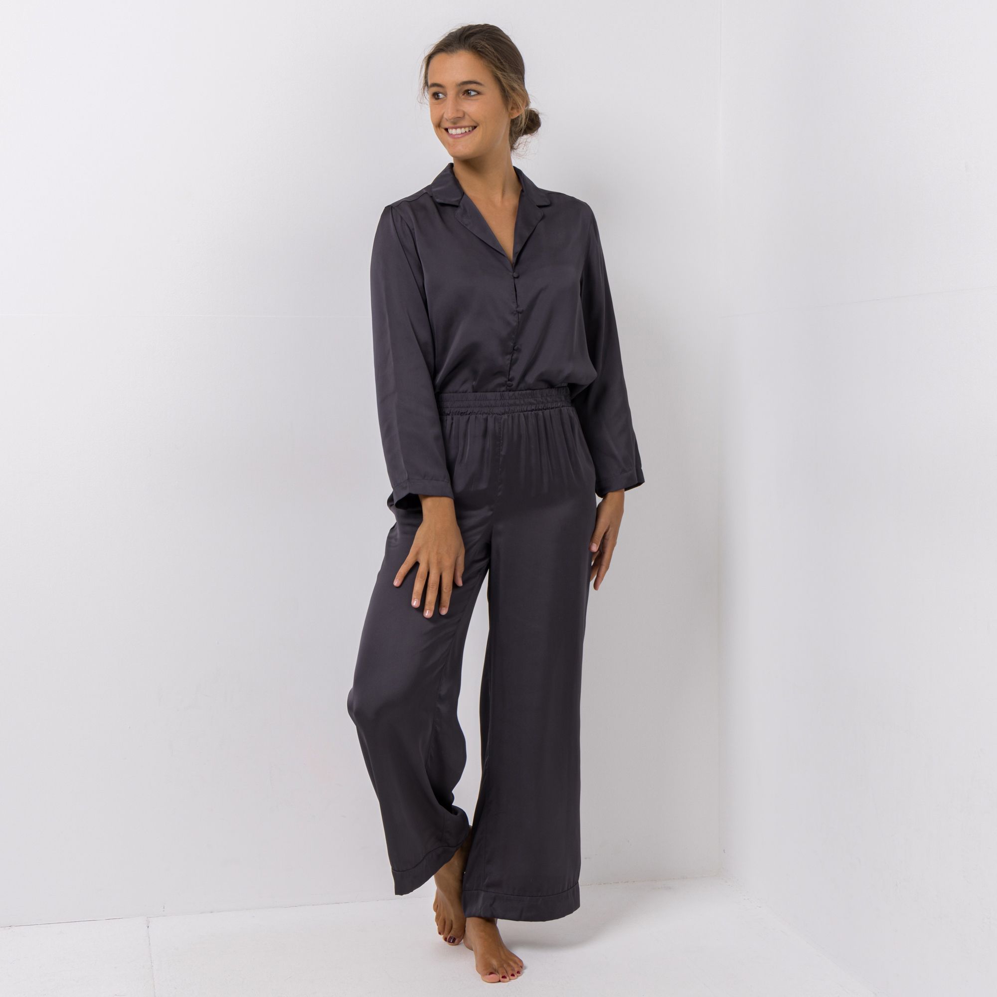 VIA MILANO Lingerie Pyjama-Set Shirt, 1/1-Arm Hose, 1/1-Länge