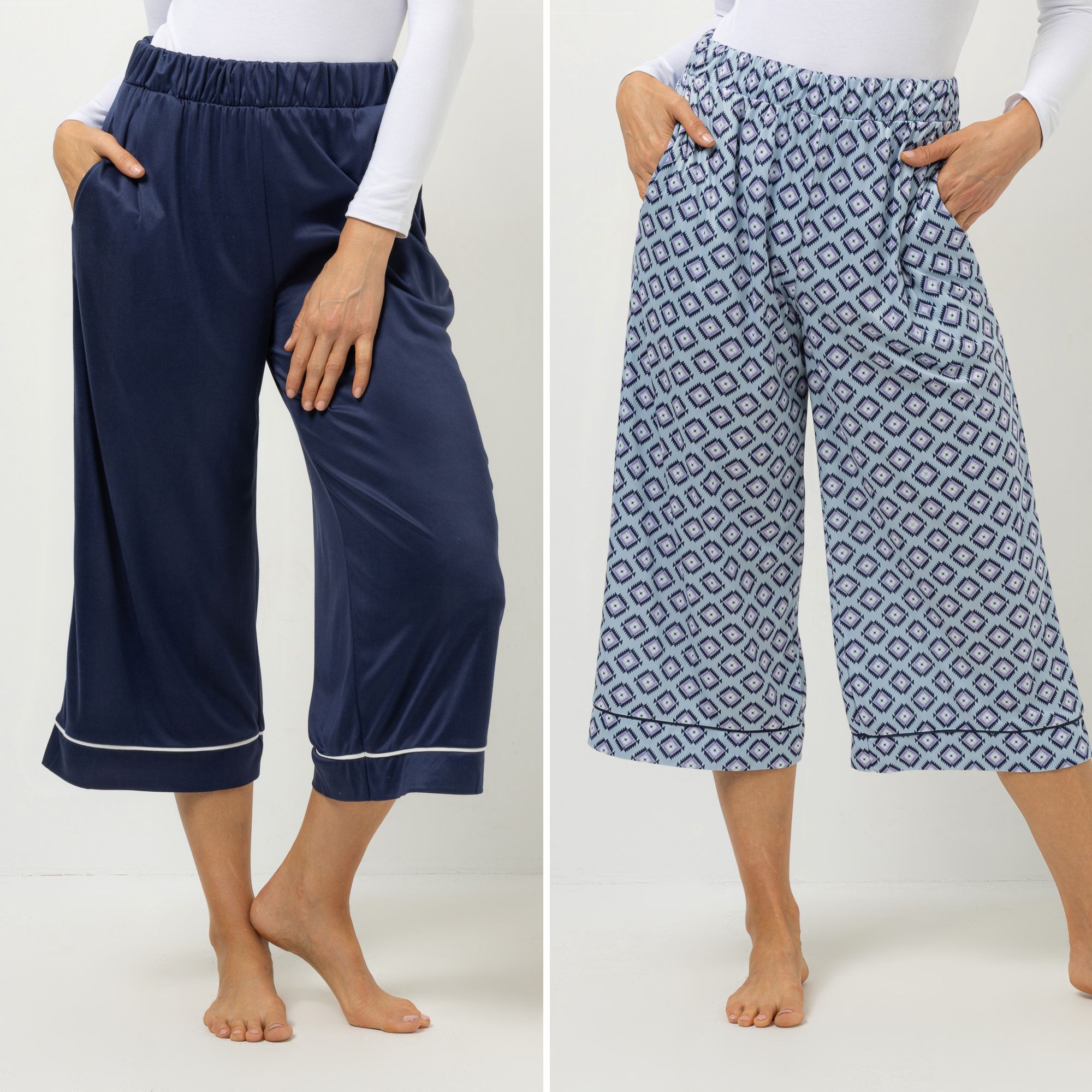 JERYMOOD HOMEWEAR 2 Hosen Culotte Rundumdehnbund 1x uni, 1x bedruckt