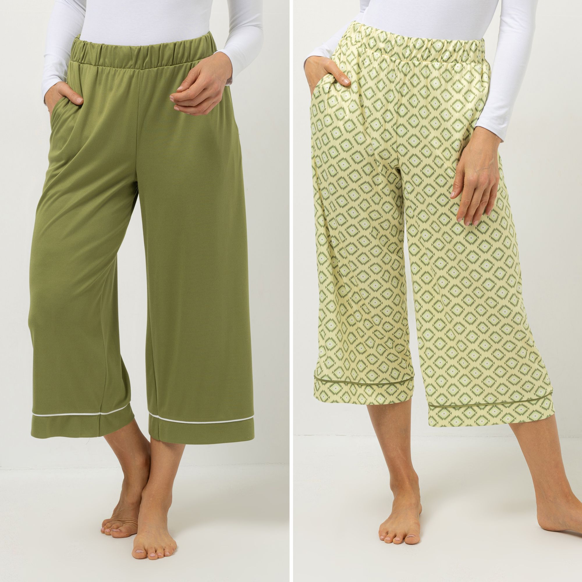 JERYMOOD HOMEWEAR 2 Hosen Culotte Rundumdehnbund 1x uni, 1x bedruckt