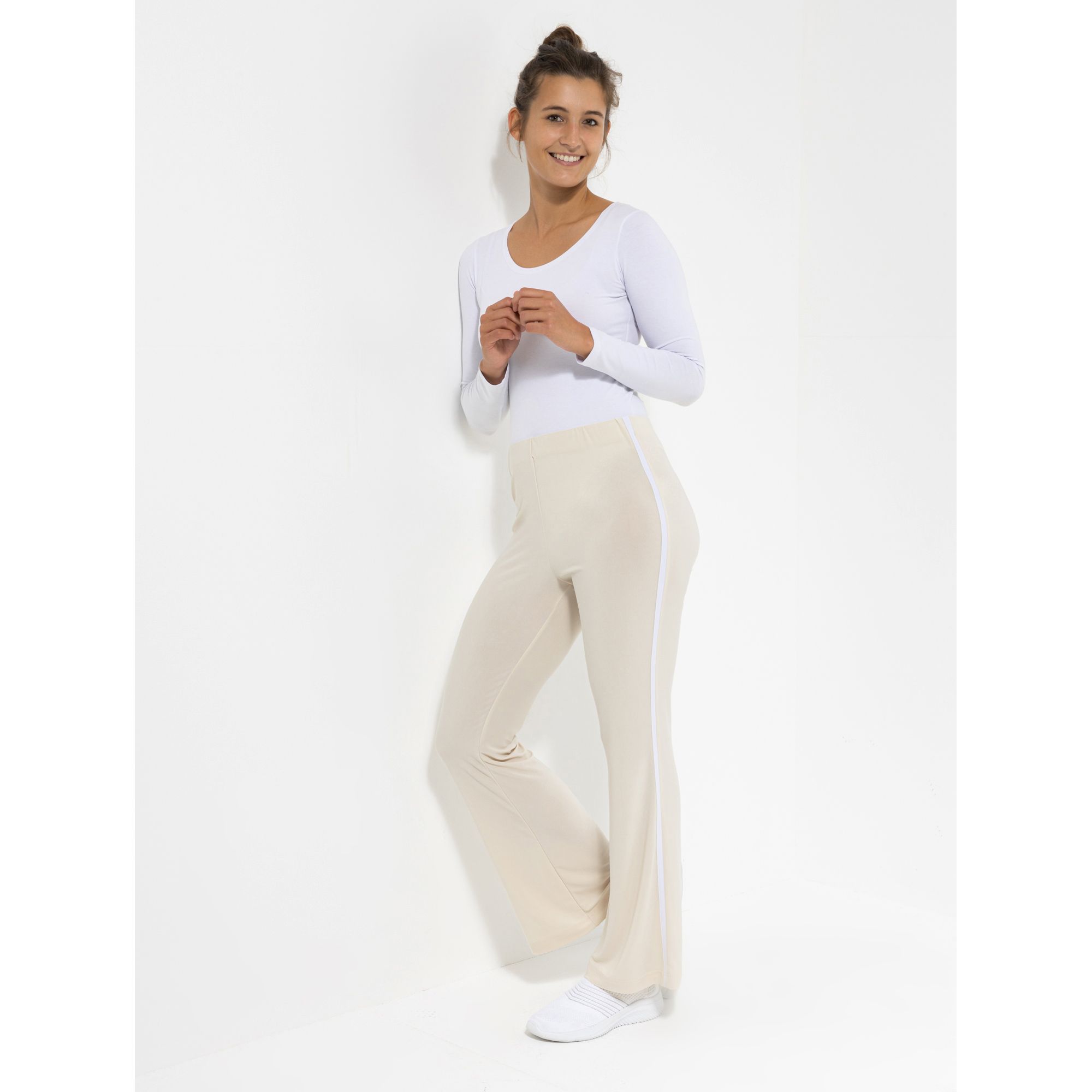 VIA MILANO Jerseyhose lange Form Rundumdehnbund ausgestelltes Bein