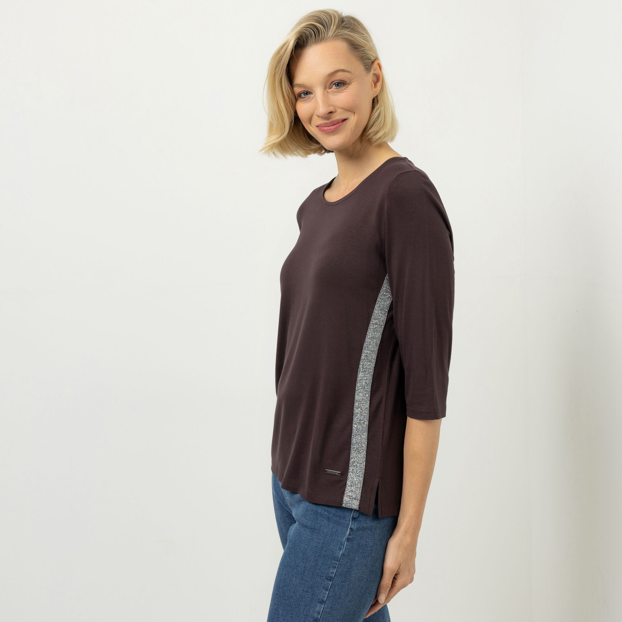 AMINATI® Shirt, 3/4-Arm Rundhalsausschnitt Seitenschlitze mit ECOVERO Viskose