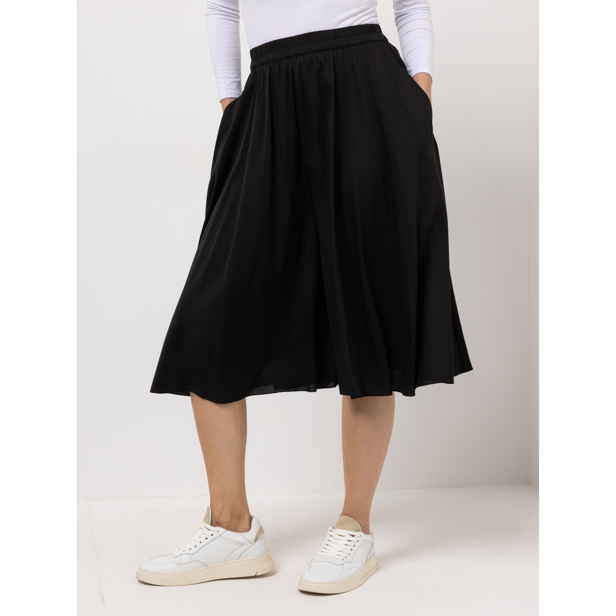VIA MILANO Hosenrock, 3/4-Länge Rundumdehnbund legerer Fit Seitentaschen