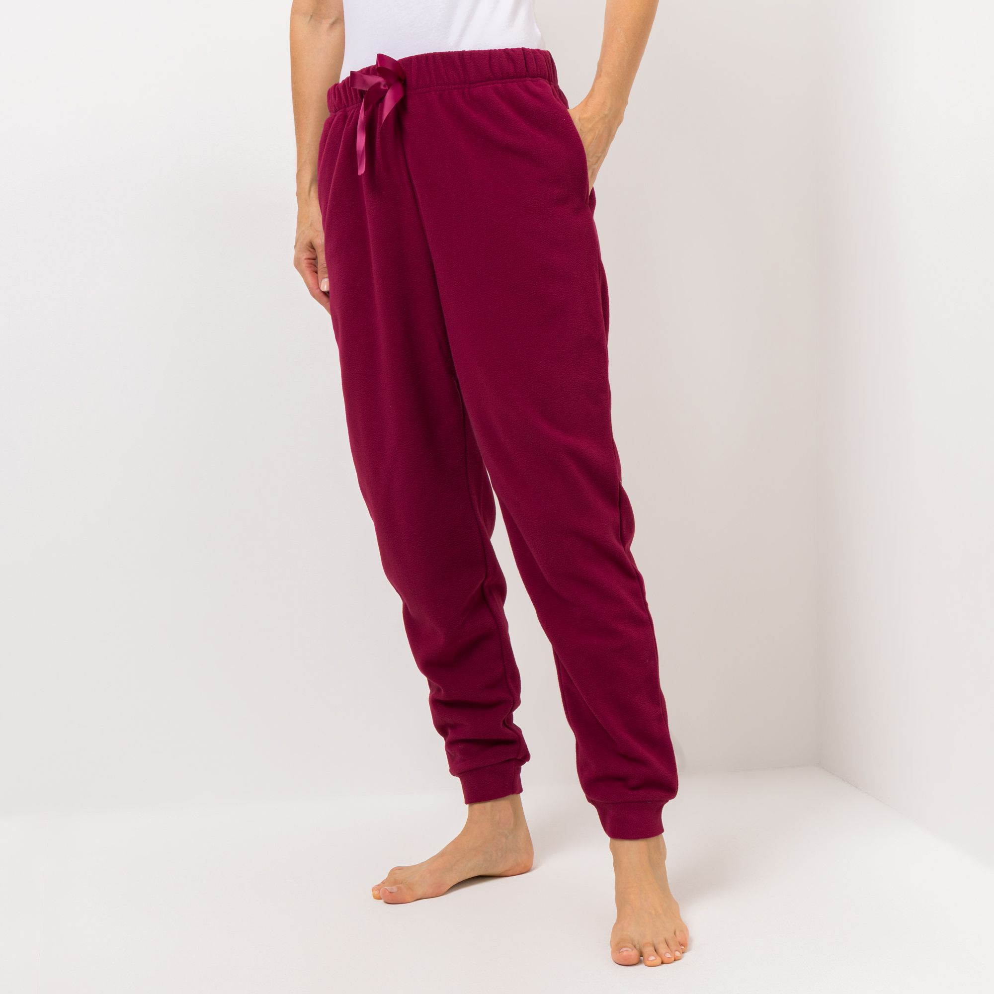 POLARSTERN HOMEWEAR Hose Mikrofaser Fleece Rundumdehnbund mit Satinschleife